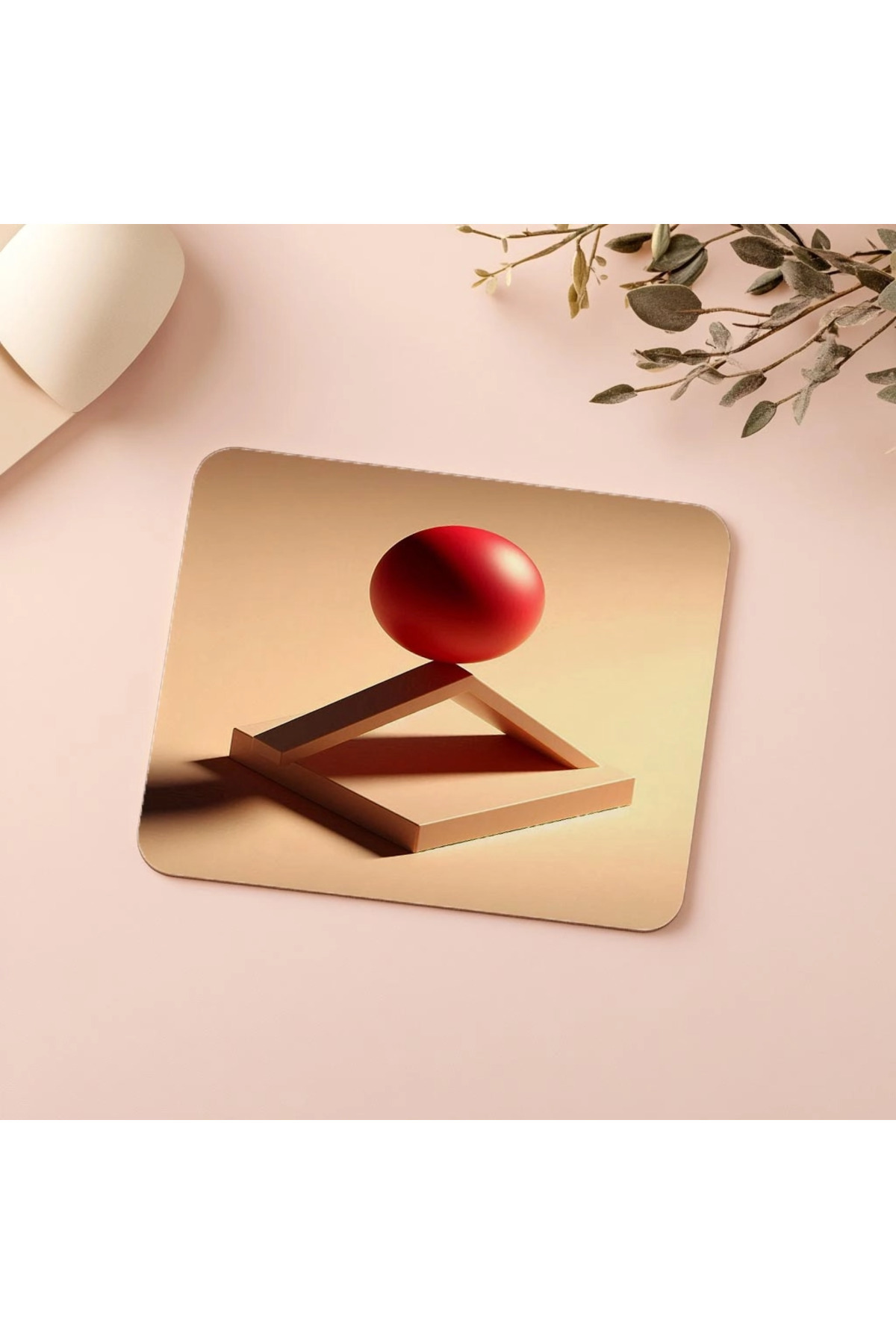 Luluyen-Red Globe Mousepad Standing in Balance - 19X23 cm 2 mm Rectangular Imported Printed Mouse Pad 5