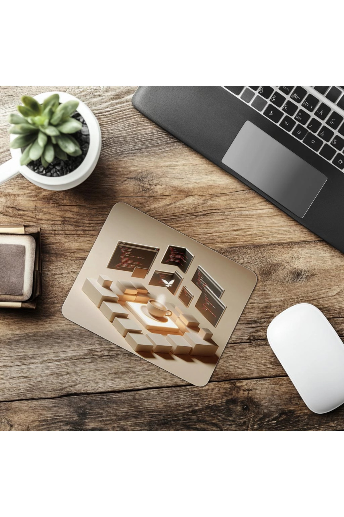 Luluyen-Coffee Cup Mousepad in the Code Panel Circle - 19X23 cm 2 mm Rectangle Imported Printed Mouse Pad 6