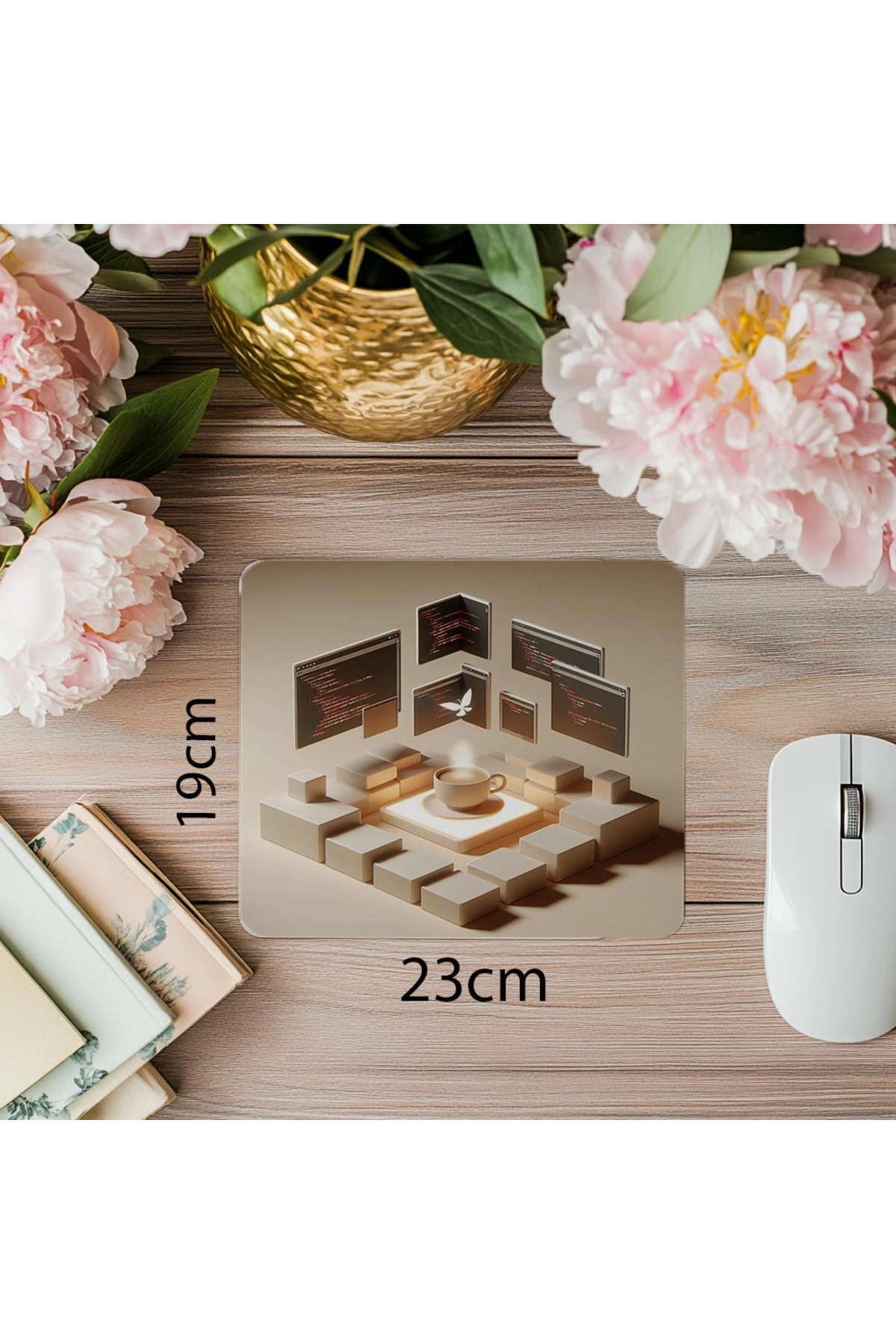 Luluyen-Coffee Cup Mousepad in the Code Panel Circle - 19X23 cm 2 mm Rectangle Imported Printed Mouse Pad 1