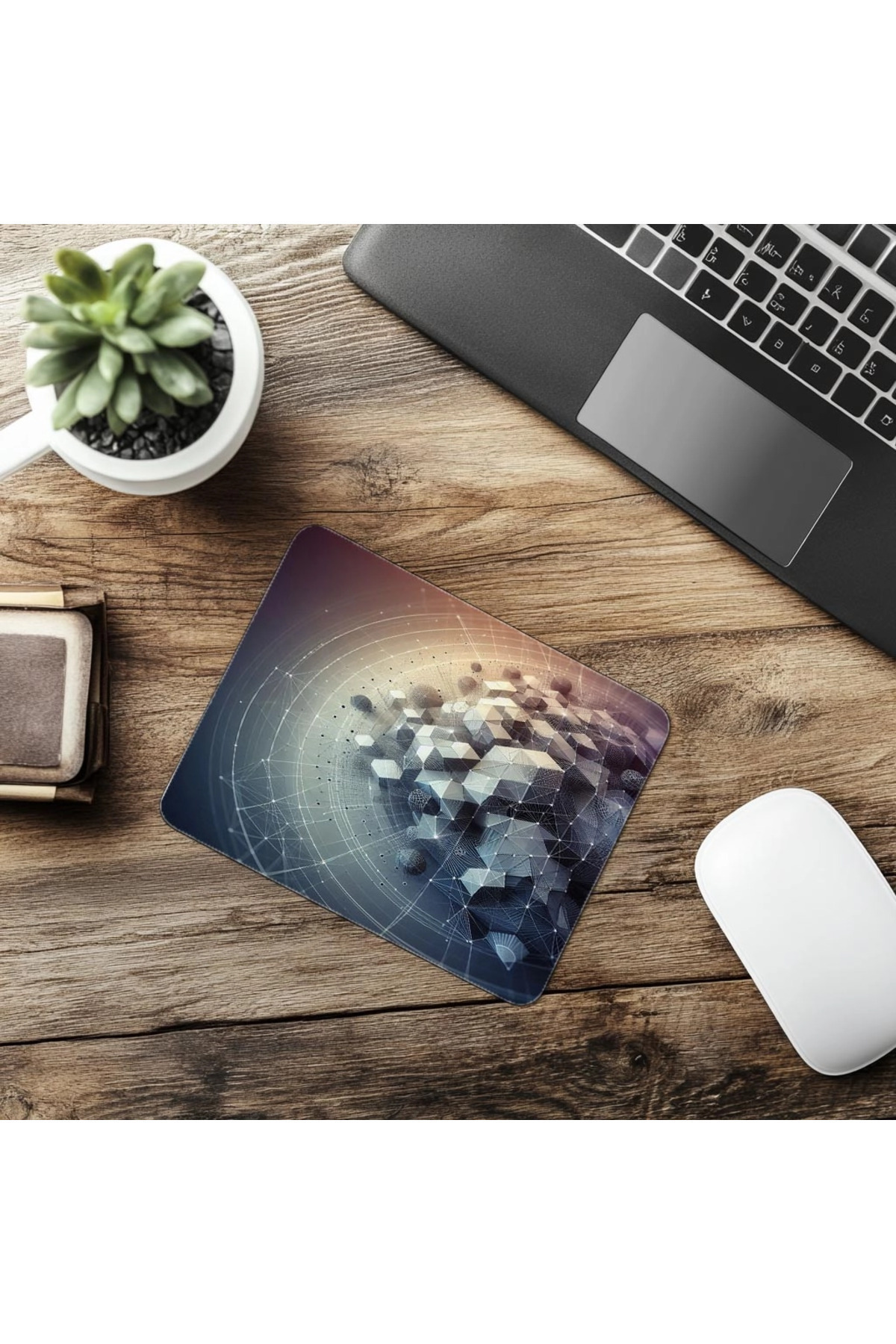 Luluyen-Wireframe Style 3D Geometric Mousepad - 19X23 cm 2 mm Rectangle Imported Printed Mouse Pad 6