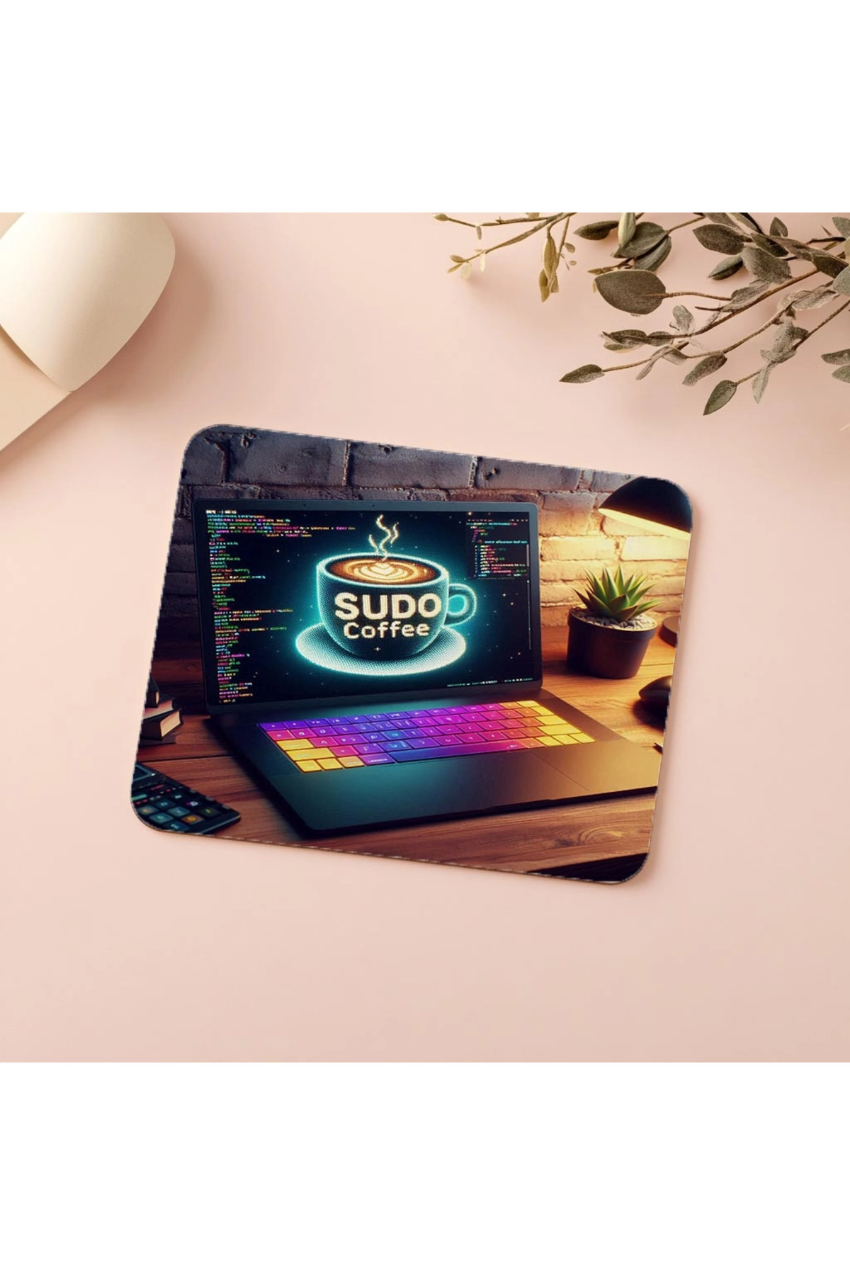 Luluyen-Sudo Coffee Written Neon Code Mousepad - 19X23 cm 2 mm Rectangle Imported Printed Mouse Pad 5