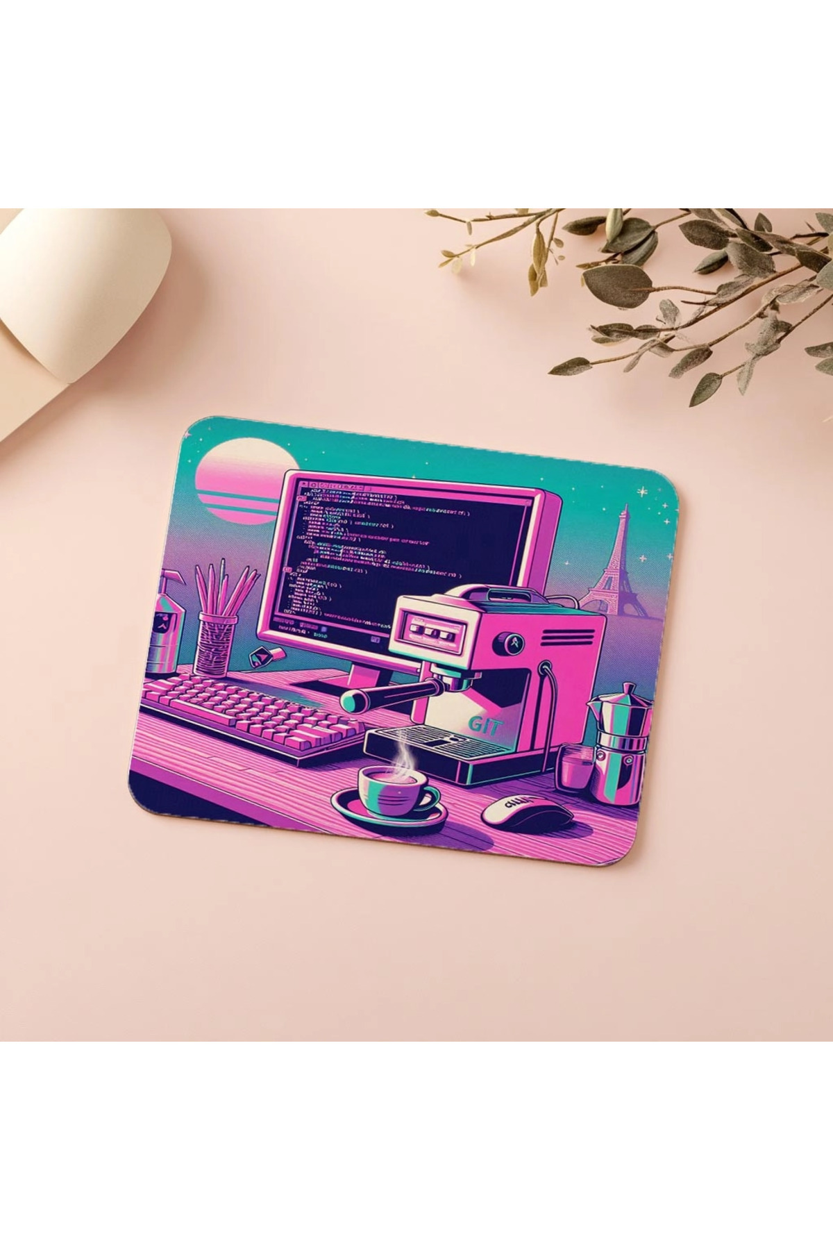Luluyen-Git Branch Projection Mousepad – Espresso Front - 19X23 cm 2 mm Rectangle Imported Printed Mouse Pad 5