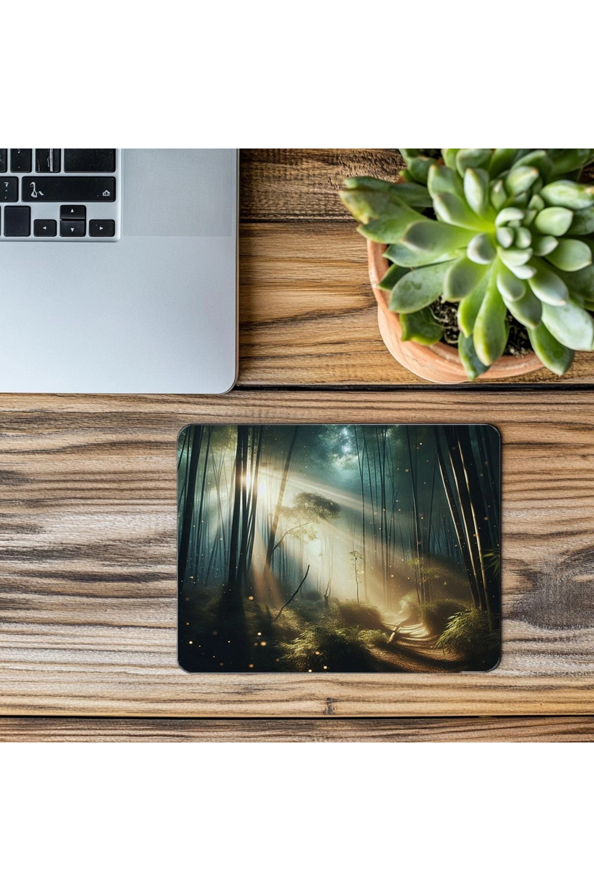 Luluyen-Zen Forest Mouse Pad with Particle Effect - 19X23 cm 2 mm Rectangle Imported Printed Mouse Pad 3