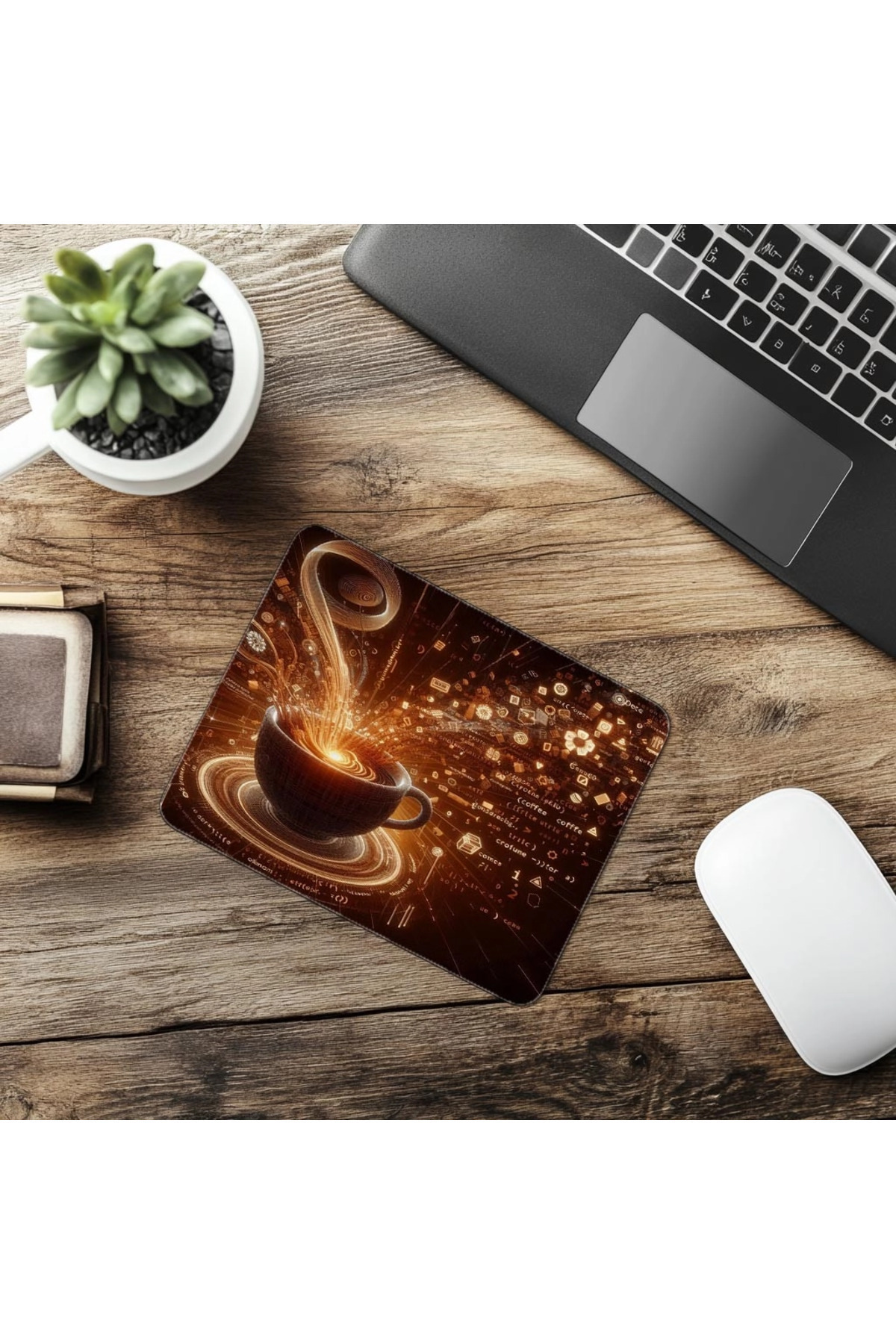 Luluyen-Coffee Mixing with Code in the Air Mouse Pad - 19X23 cm 2 mm Rectangle Imported Printed Mouse Pad 6