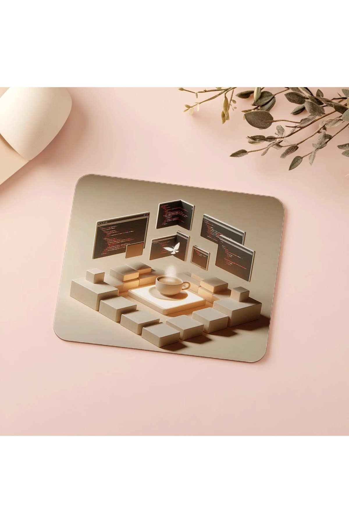Luluyen-Coffee Cup Mousepad in the Code Panel Circle - 19X23 cm 2 mm Rectangle Imported Printed Mouse Pad 5
