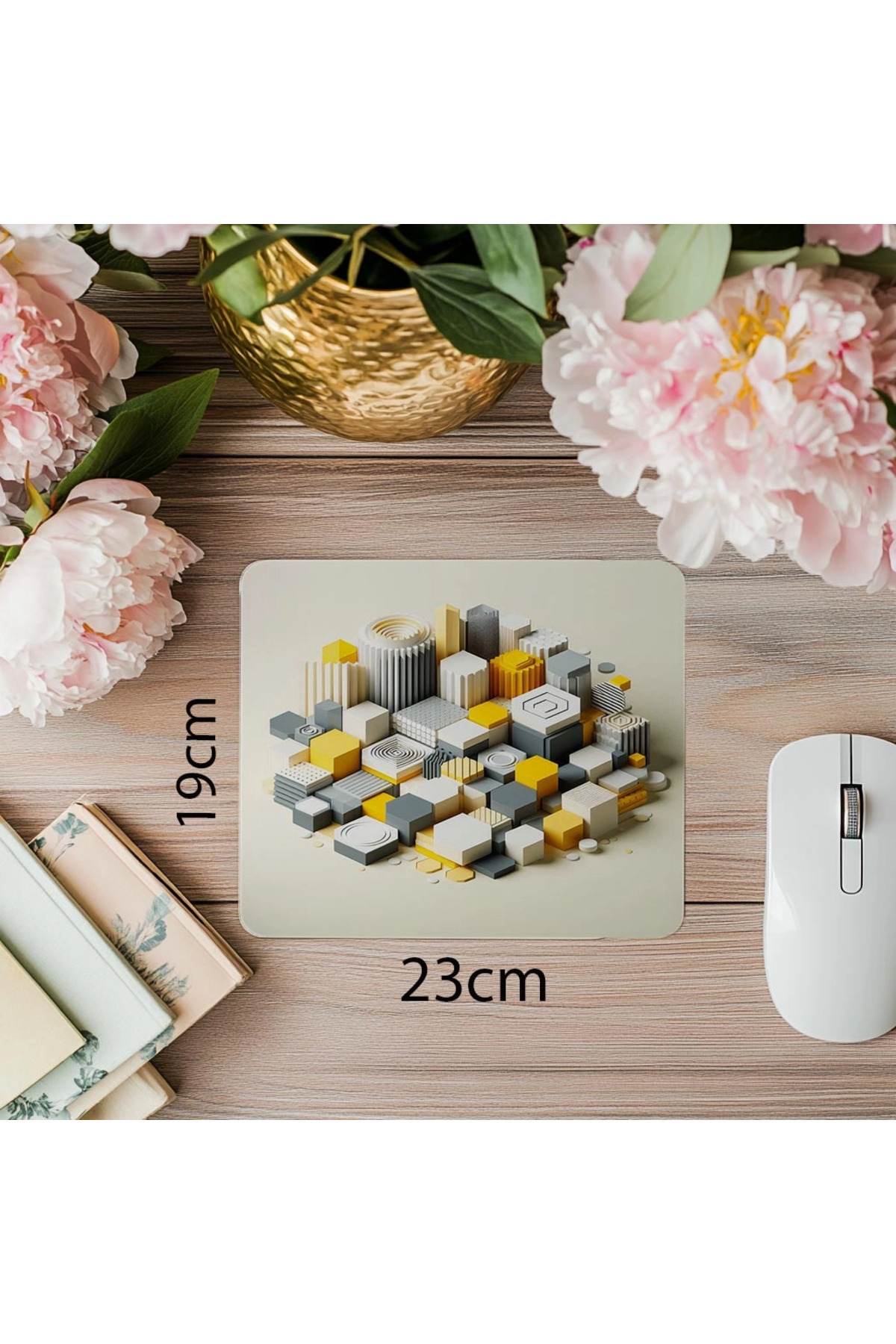 Luluyen-Modern Design Mousepad with 3D Hexagon Block - 19X23 cm 2 mm Rectangle Imported Printed Mouse Pad 1