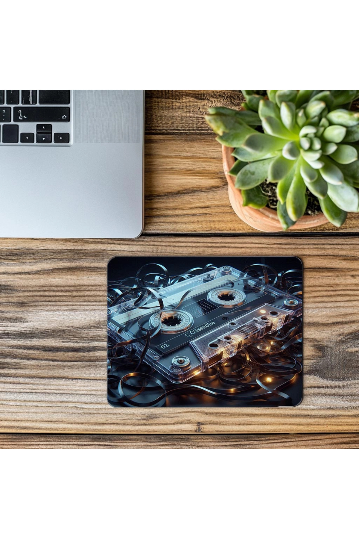 Luluyen-Retro Ribbon Effect Cassette Mouse Pad - 19X23 cm 2 mm Rectangle Imported Printed Mouse Pad 3