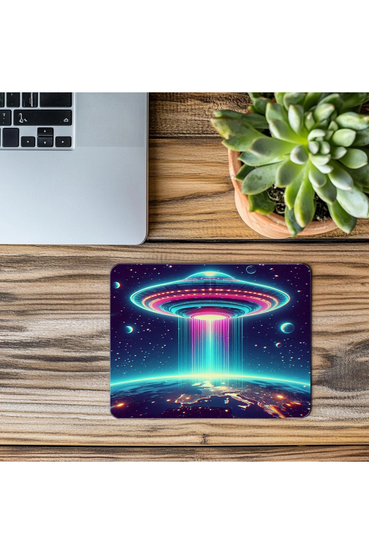 Luluyen-Sci-Fi Style Illuminated Ufo Mousepad - 19X23 cm 2 mm Rectangle Imported Printed Mouse Pad 3