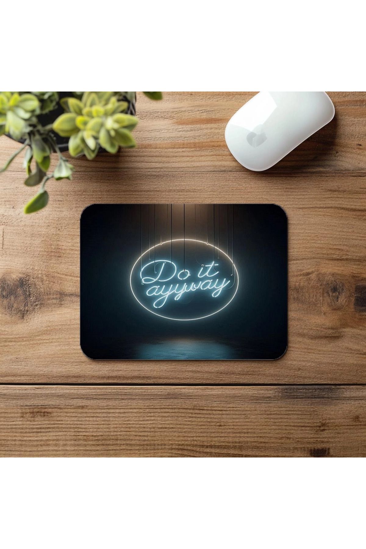 Luluyen-Neon Text Mousepad Hanging from Invisible Strap - 19X23 cm 2 mm Rectangular Imported Printed Mouse Pad 4