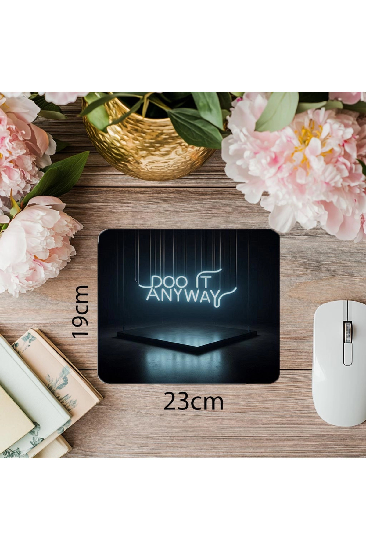 Luluyen-Courage Mouse Pad with Minimal Dark Background - 19X23 cm 2 mm Rectangle Imported Printed Mouse Pad 1