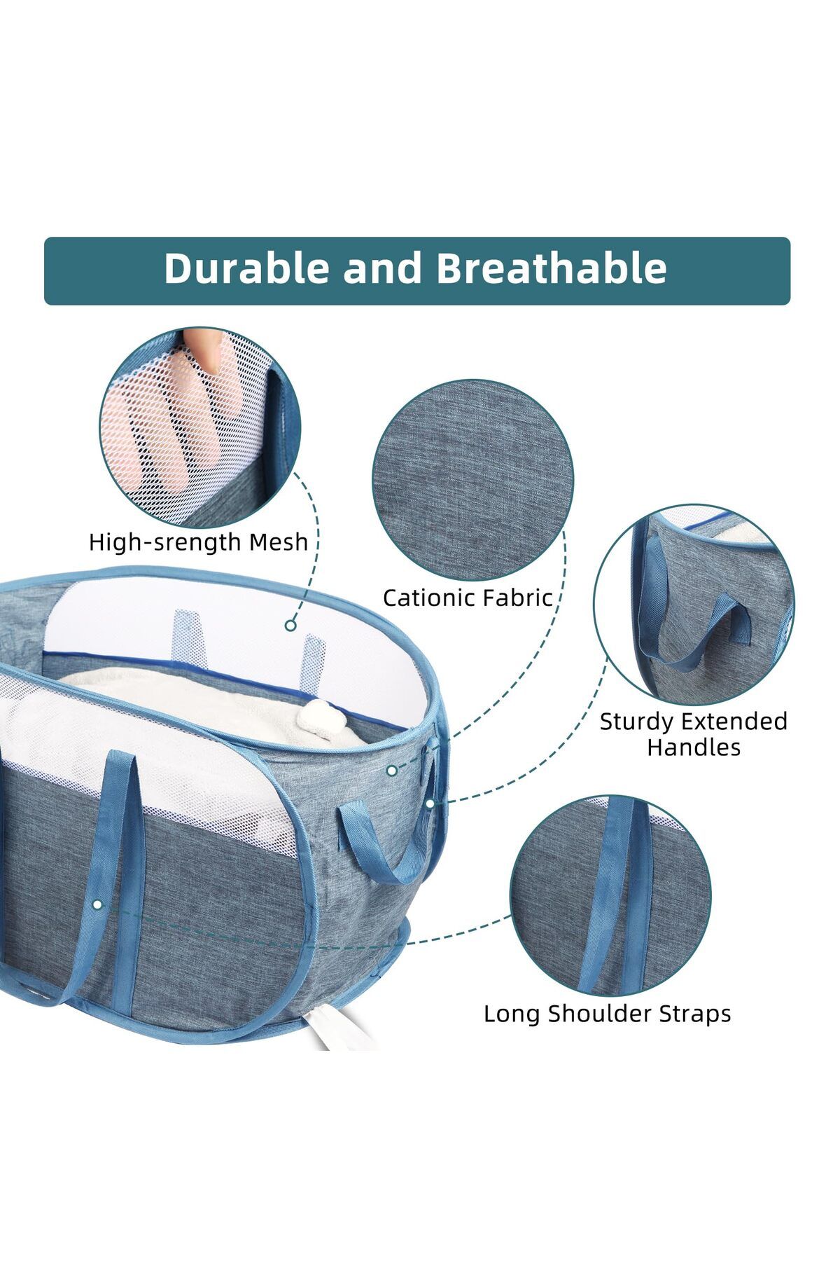 COOYA-Collapsible Laundry Basket,Pop Up Laundry Hamper with Dual Handles,Durable Foldable Laundry Basket 3