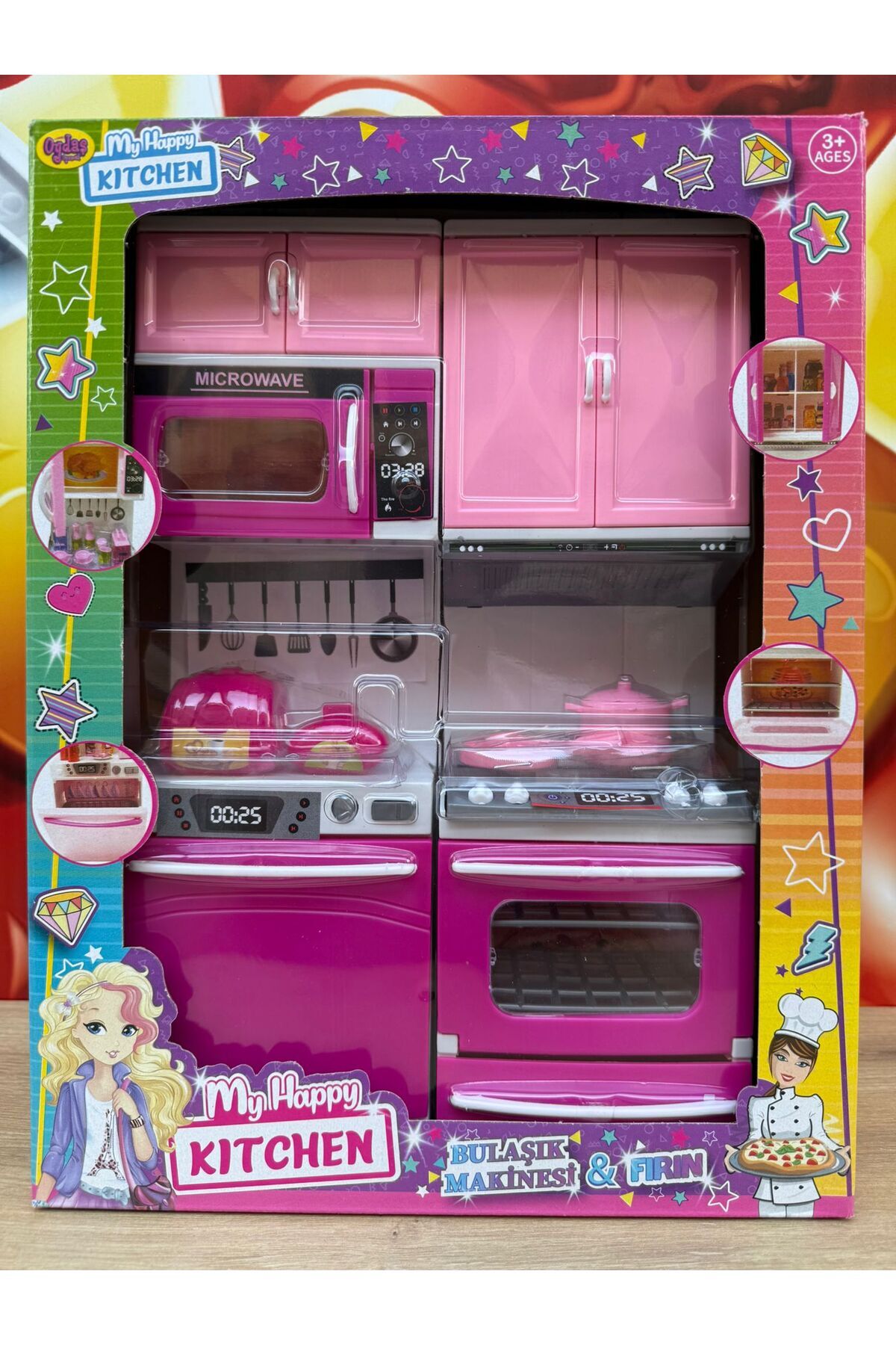 scntoys Oyuncak Aksesuarlı Fırın ve Bulaşık Makinesi 2'li Oyun Seti My Happy Kitchen Mutfak Setleri Evcilik