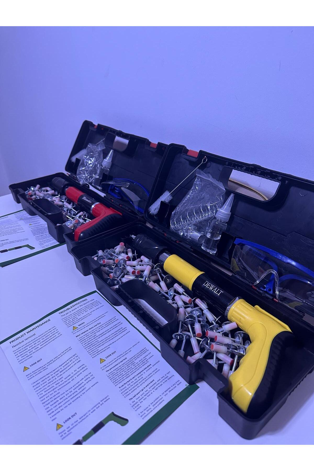 new power plus New Barutlu Çivi Çakma Tabancası Profosyonel Güçlü Beton Çelik 50 çivi Gözlük Yağ Fırça Dahil