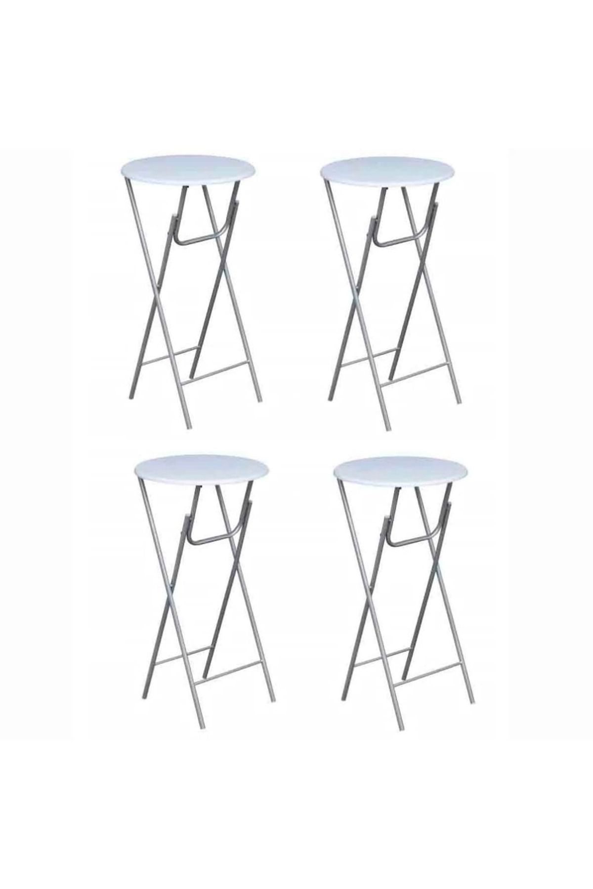 vidaxl-طاولات بار 4 قطع مع سطح طاولة MDF أبيض 1
