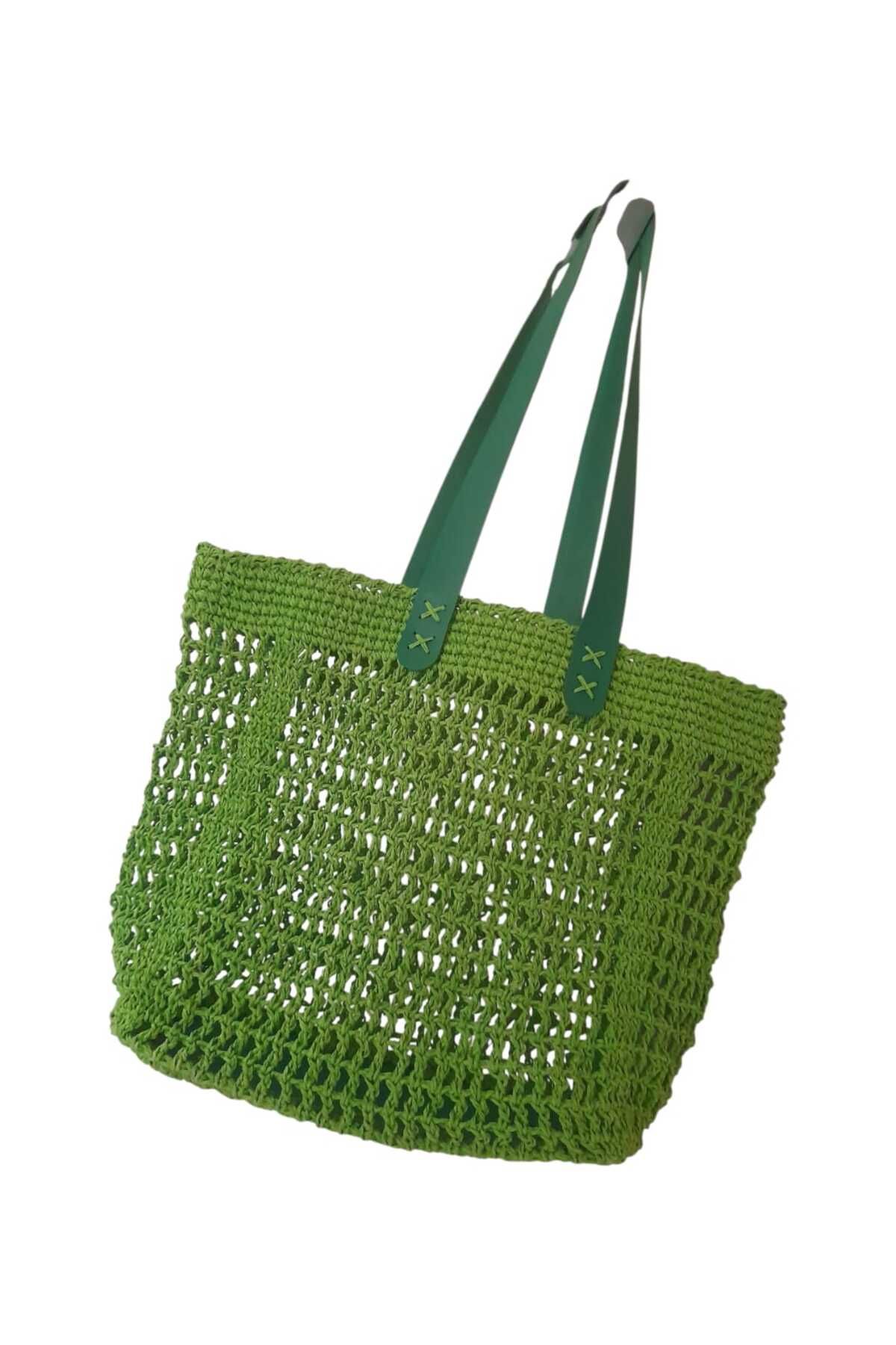 bi ters bi düz-Elörgüsü Leather Detailled Net Bag 6