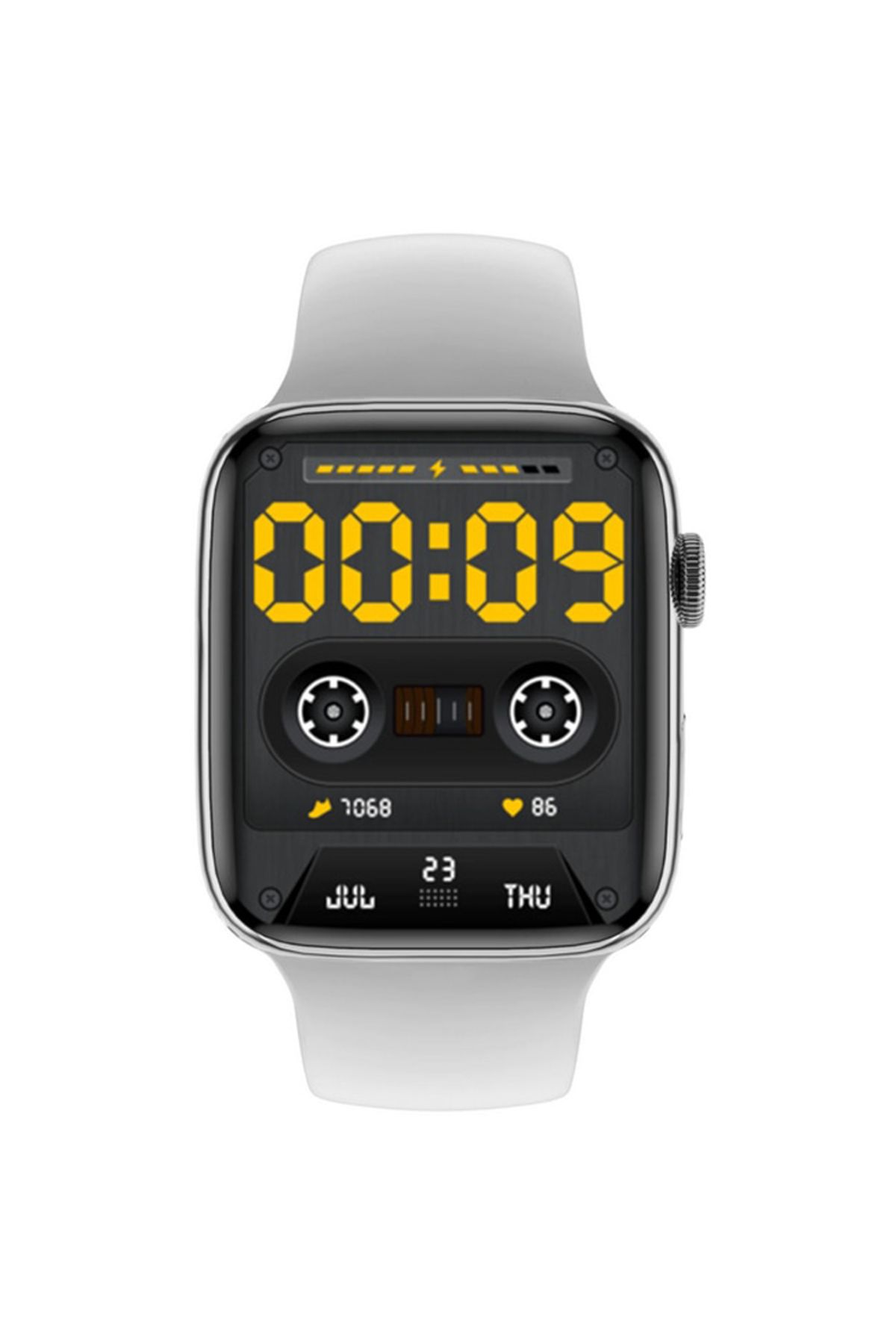 SOLTOY-Ceas Smartwatch SOLTOY® DoTime SV, Always ON Display 1.95”, Incarcare Wireless, Silver Silicon 4