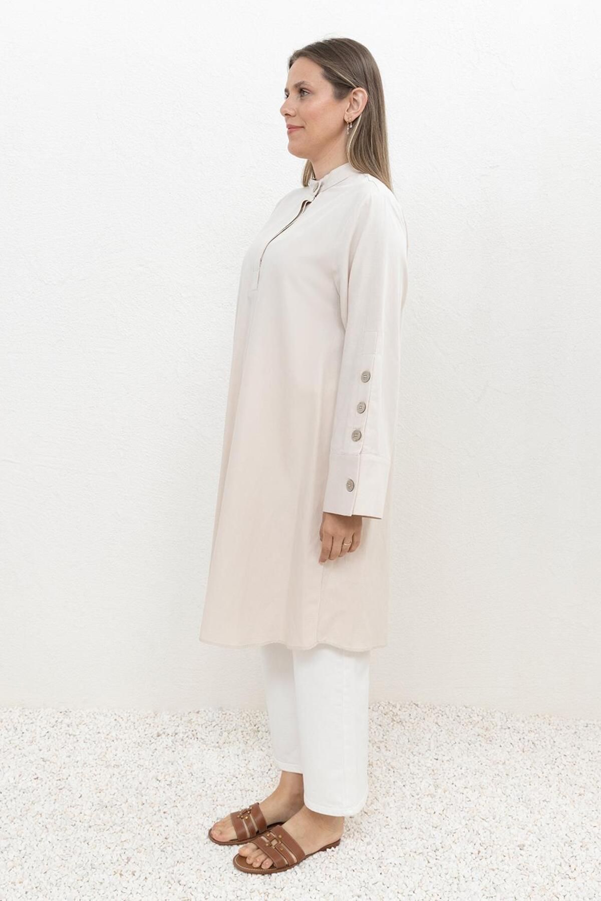 ALLDAY-Stone-Cuff Button Linen Tunic 3