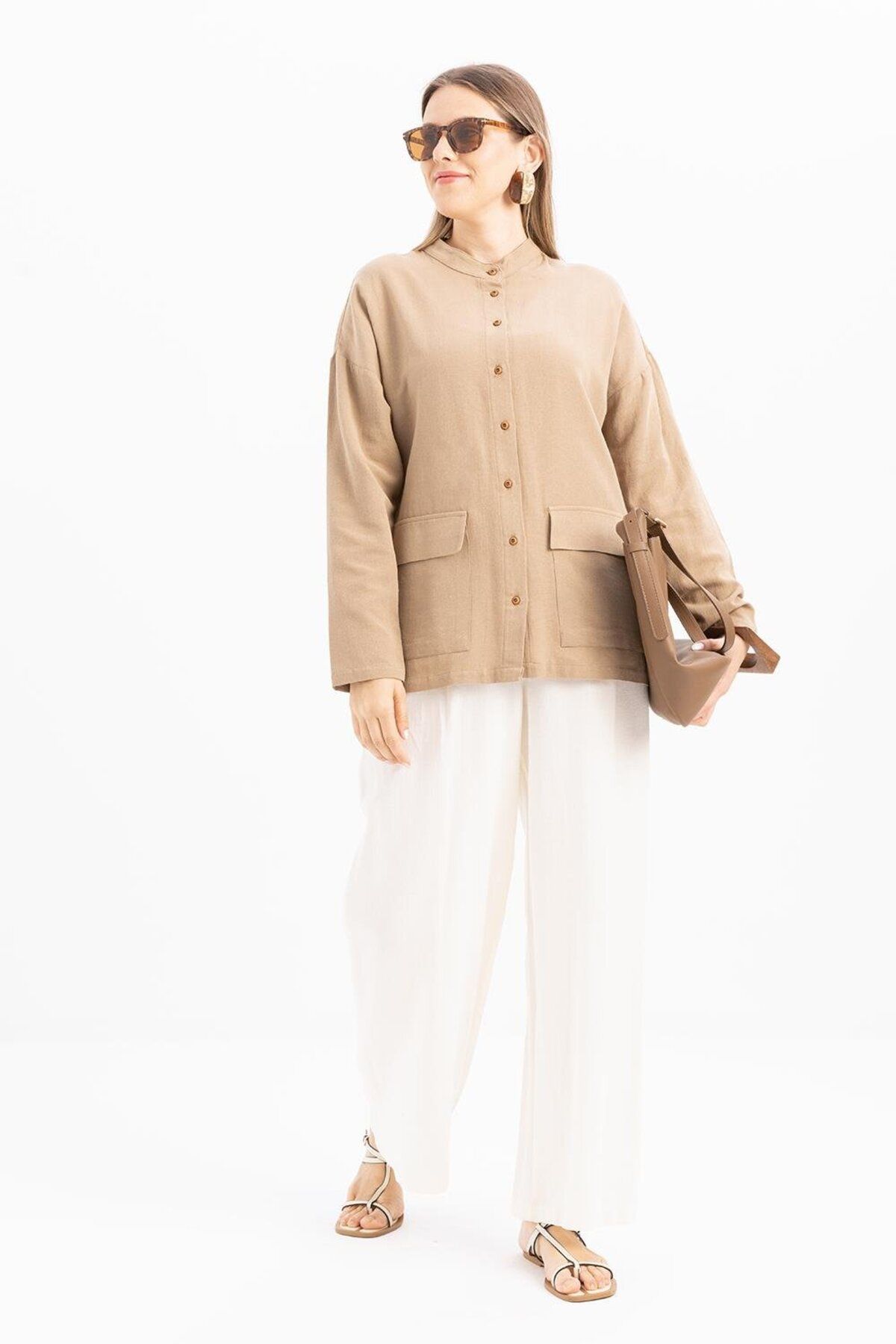 ALLDAY-Mink-Linen Shirt with Large Pockets 1