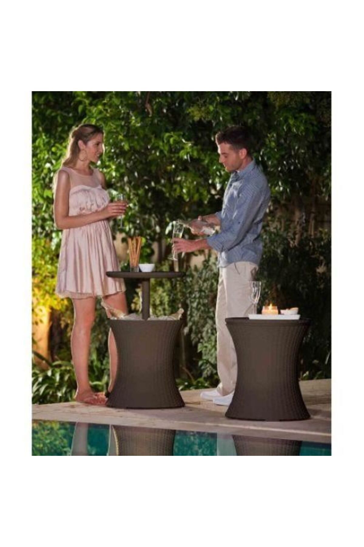 Strend Pro-Masa/bar, synthetic rattan, adjustable height, ice container, brown, 4957/82 cm 8