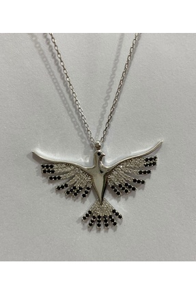 Firuze Gümüş Zümrütü anka Kuşu Gümüş Şans Kolyesi