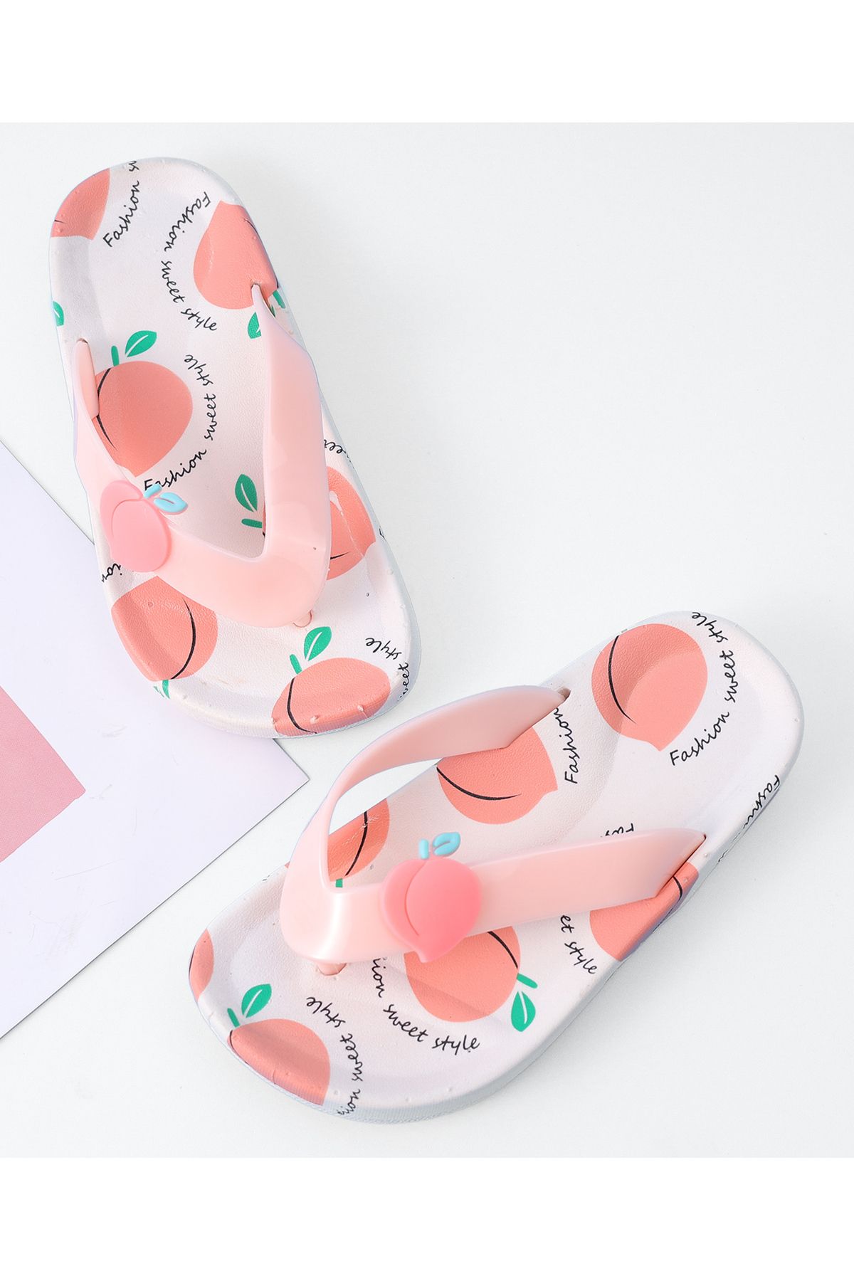 SAPS-Peach Print Slip On Flip Flops - Pink 2