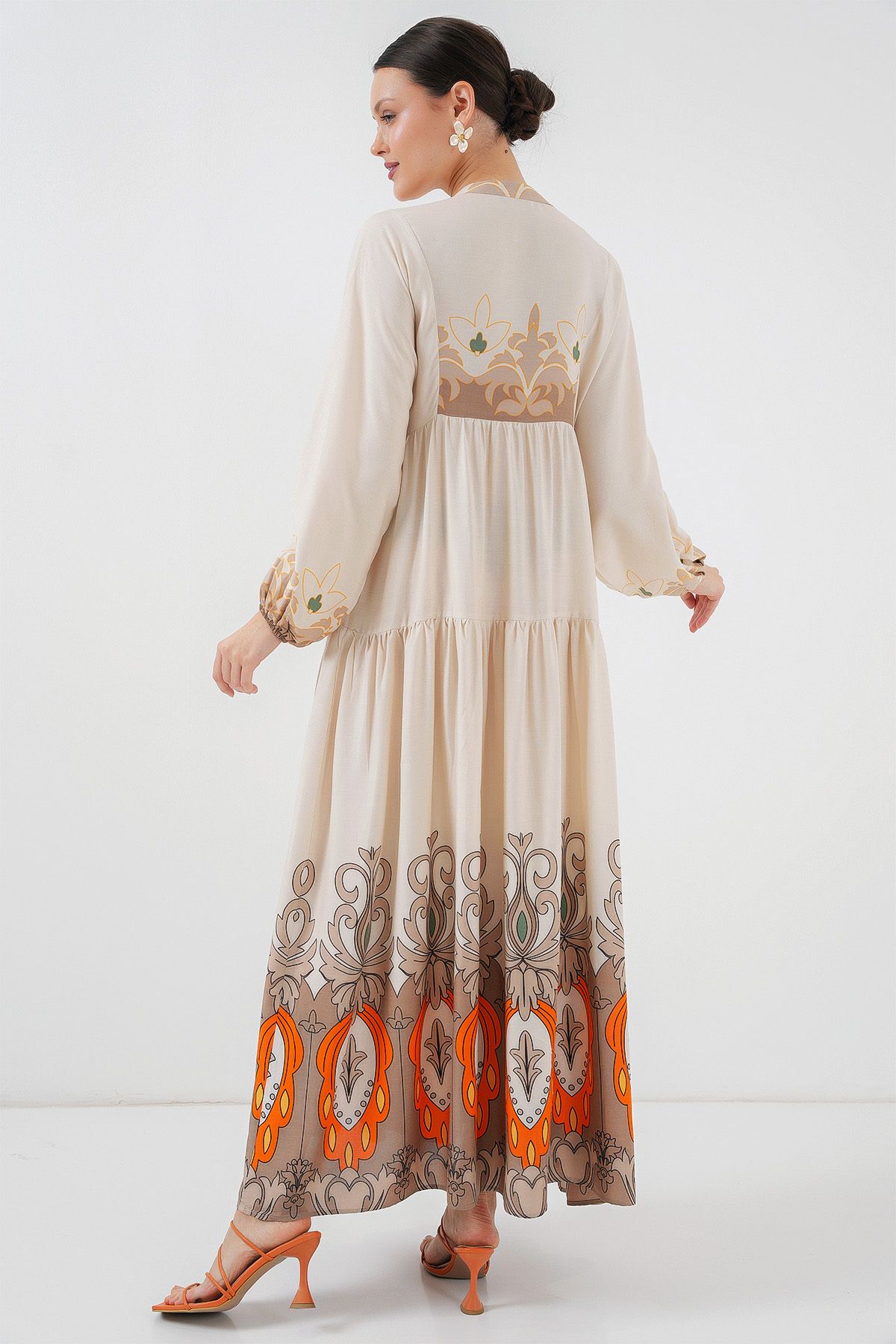 Merterium-Rochie hijab cu model pentru femei T.Ecru 1010 5