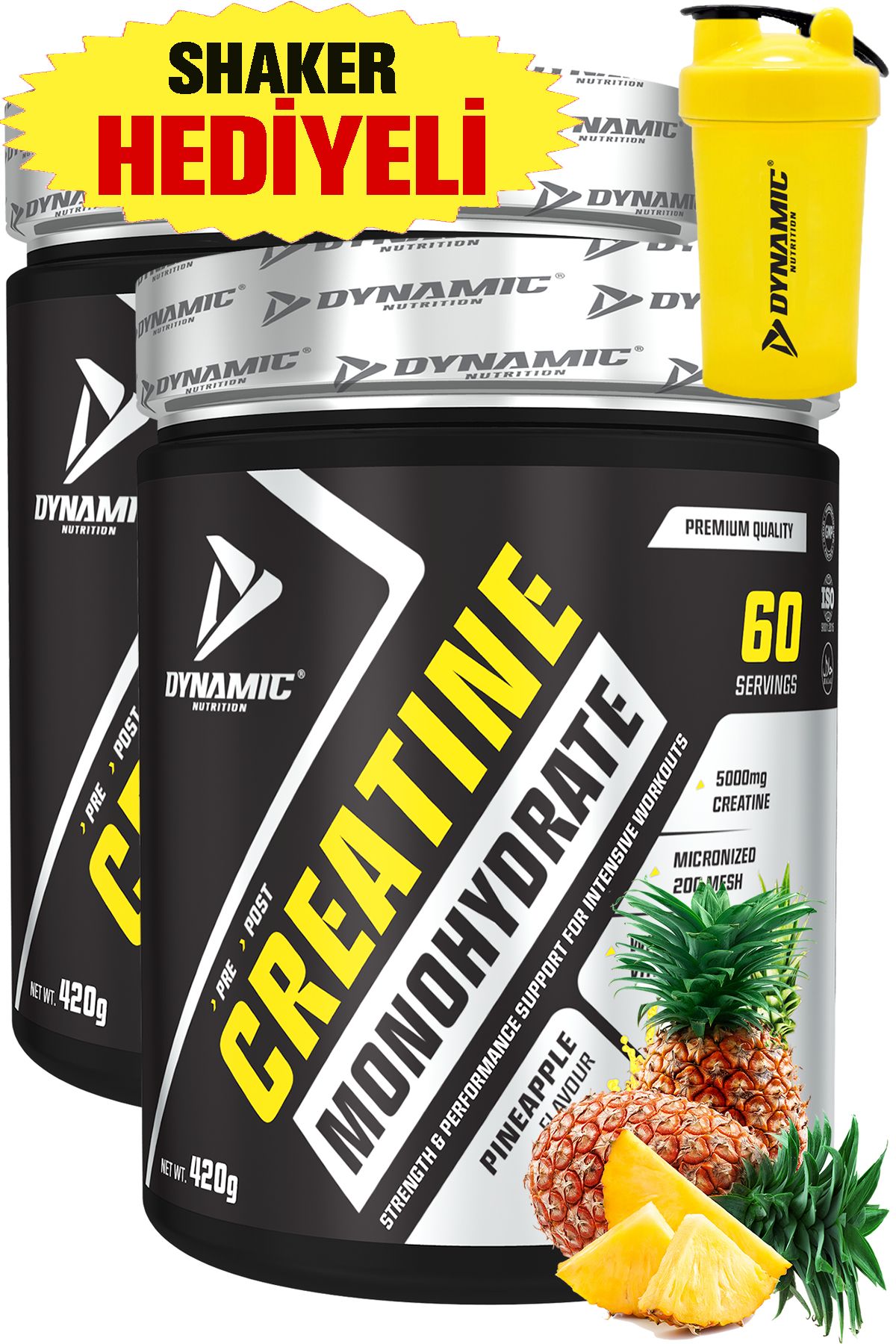 Dynamic Nutrition-كرياتين - 840 جم (420 جم × 2 قطعة) - أناناس - 120 حصص - مع هدية - ميكرونيزد أحادي الهيدرات - 100% كرياتين 1