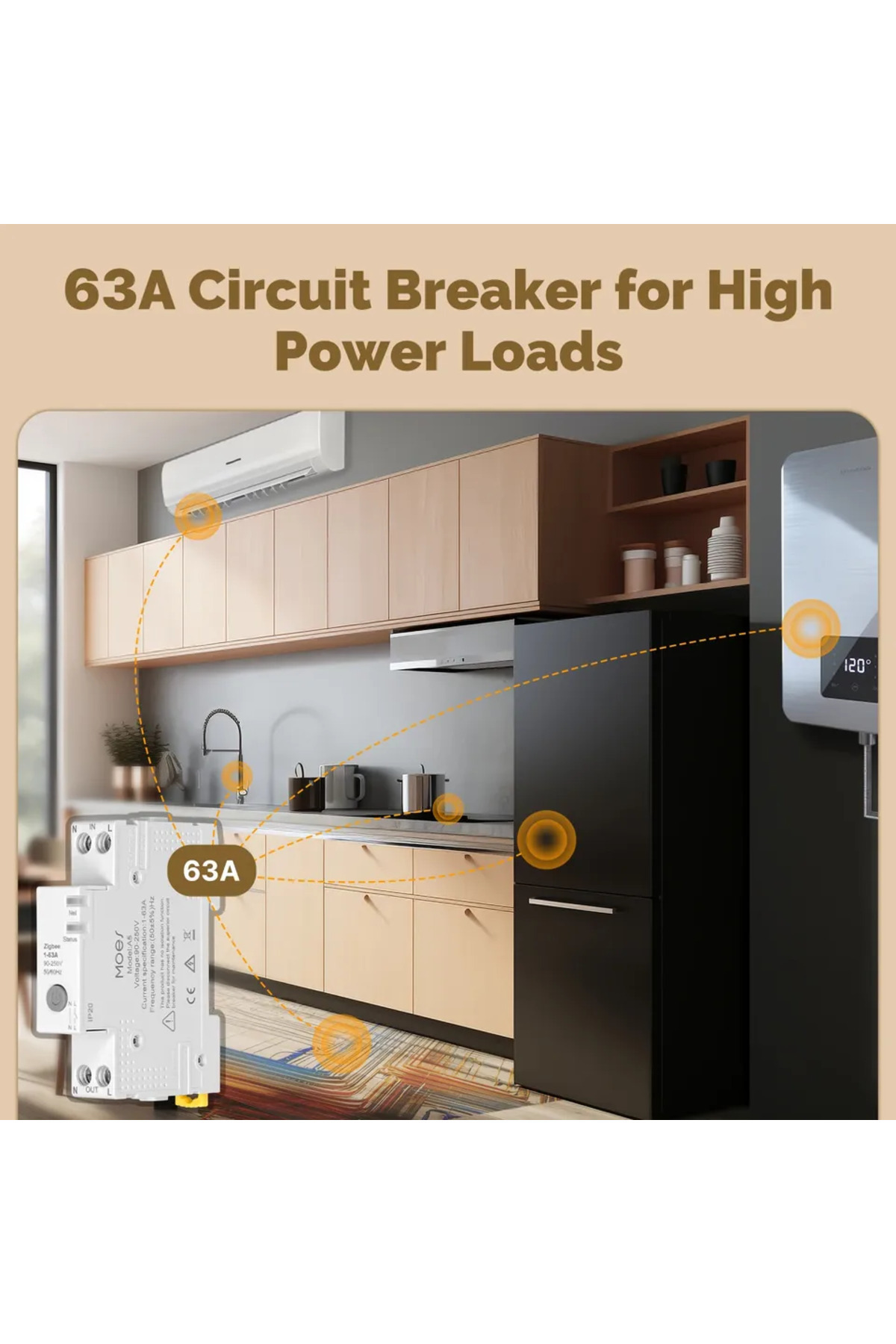 MOES-Tuya Zigbee Smart Circuit Breaker 63A with Alarm Threshold Set Fireproof Retardant Electrici... 6