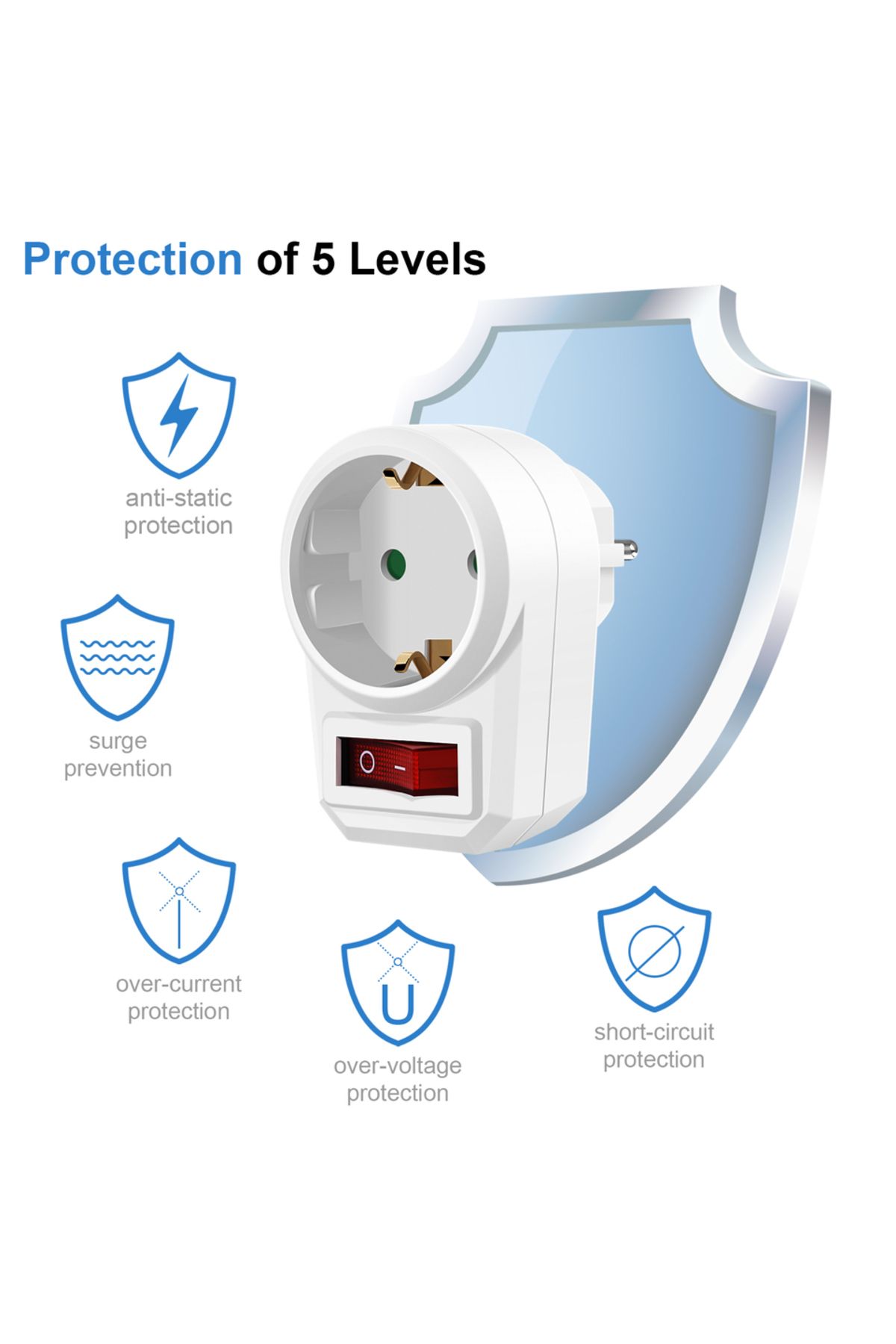 Choice-250V EU 1 WHITE A Set of 3 Sockets with Safety Contact, Socket Adapter, Middle Socket with Switch, S 3