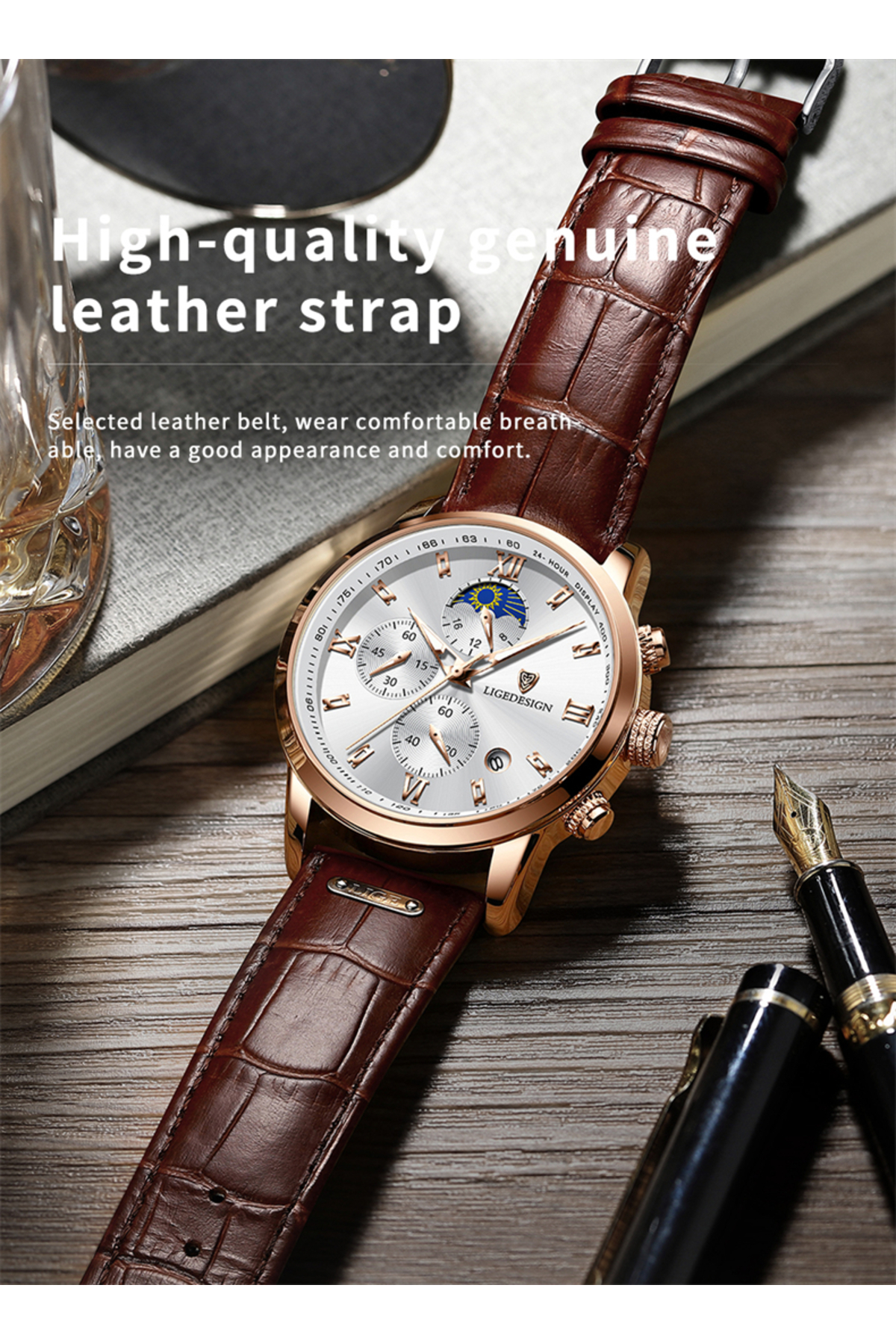 Lige  Design Klasik Tasarım Lüks Erkek Kol Saati - Görsel 3