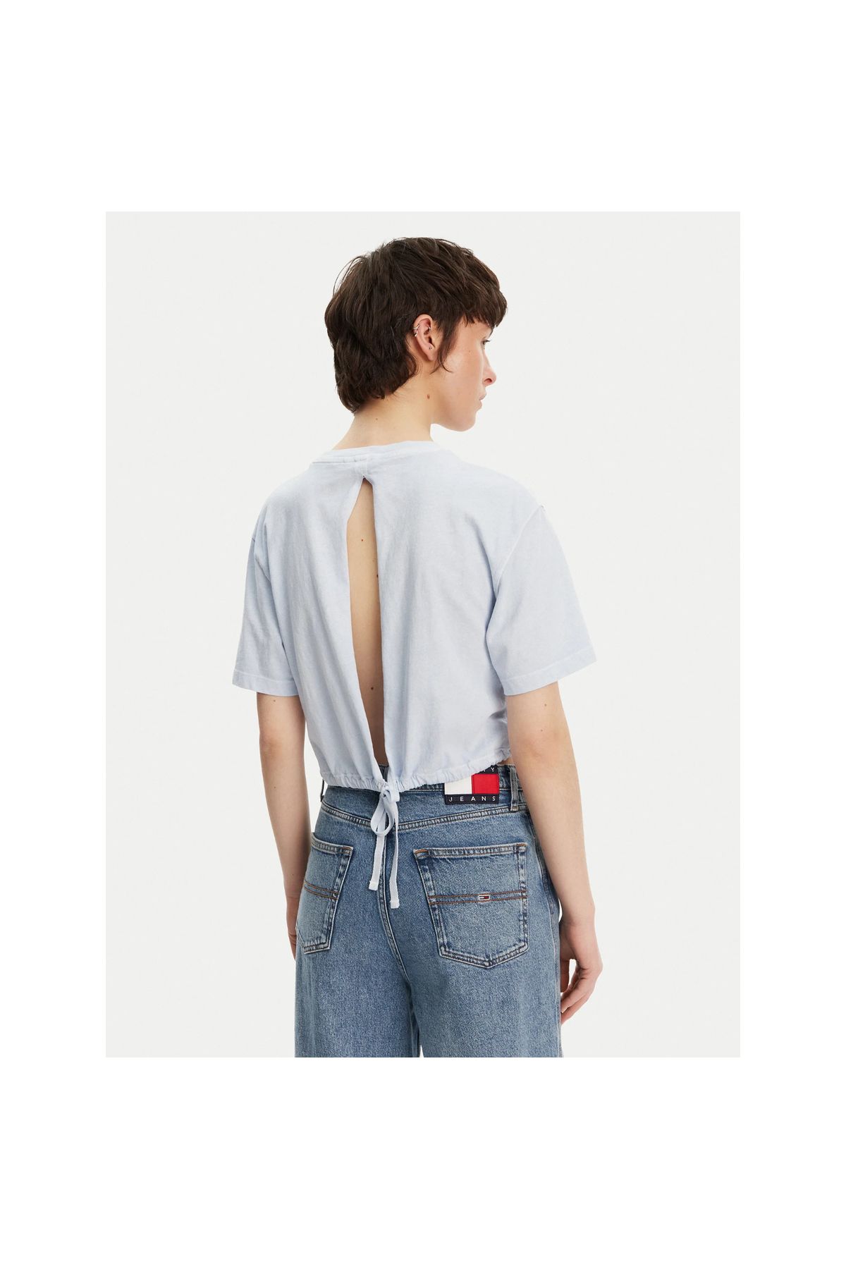 Tommy Hilfiger-Tommy Jeans Cropped Gmd Script Open Back Γυναικείο μαύρο μπλουζάκι 3