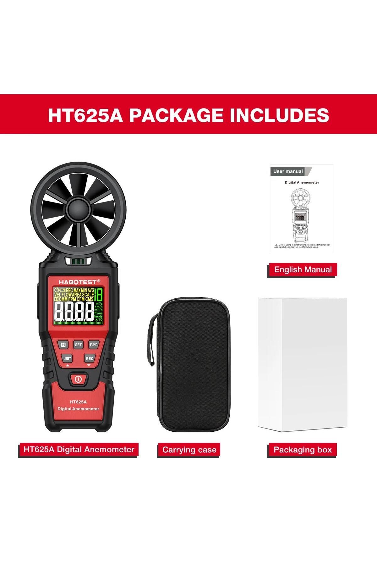 Choice-HT625A HABOTEST HT625A مقياس سرعة الرياح الرقمي المحمول باليد ومقياس سرعة الرياح بشاشة LCD 1