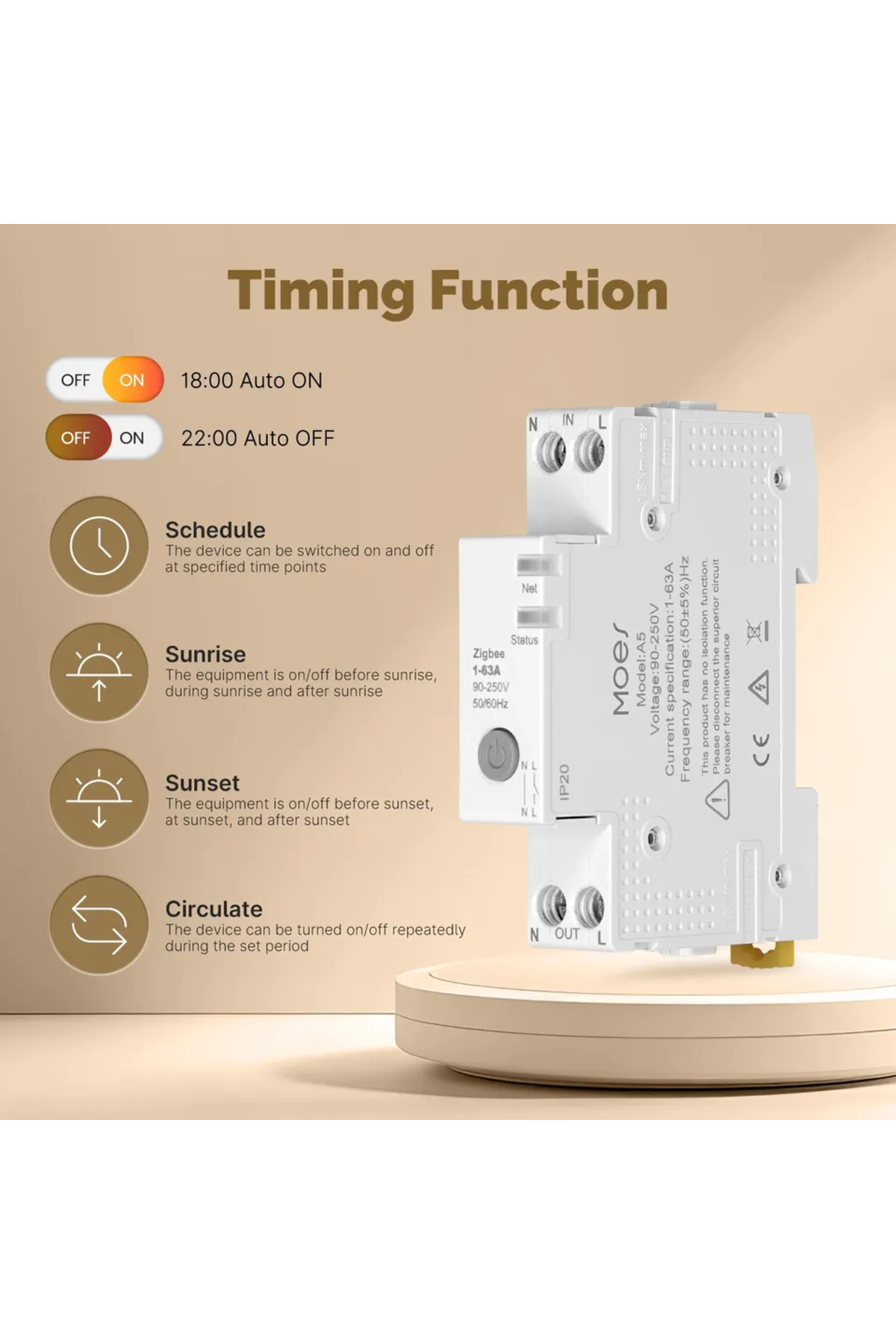 MOES-Tuya Zigbee Smart Circuit Breaker 63A with Alarm Threshold Set Fireproof Retardant Electrici... 4