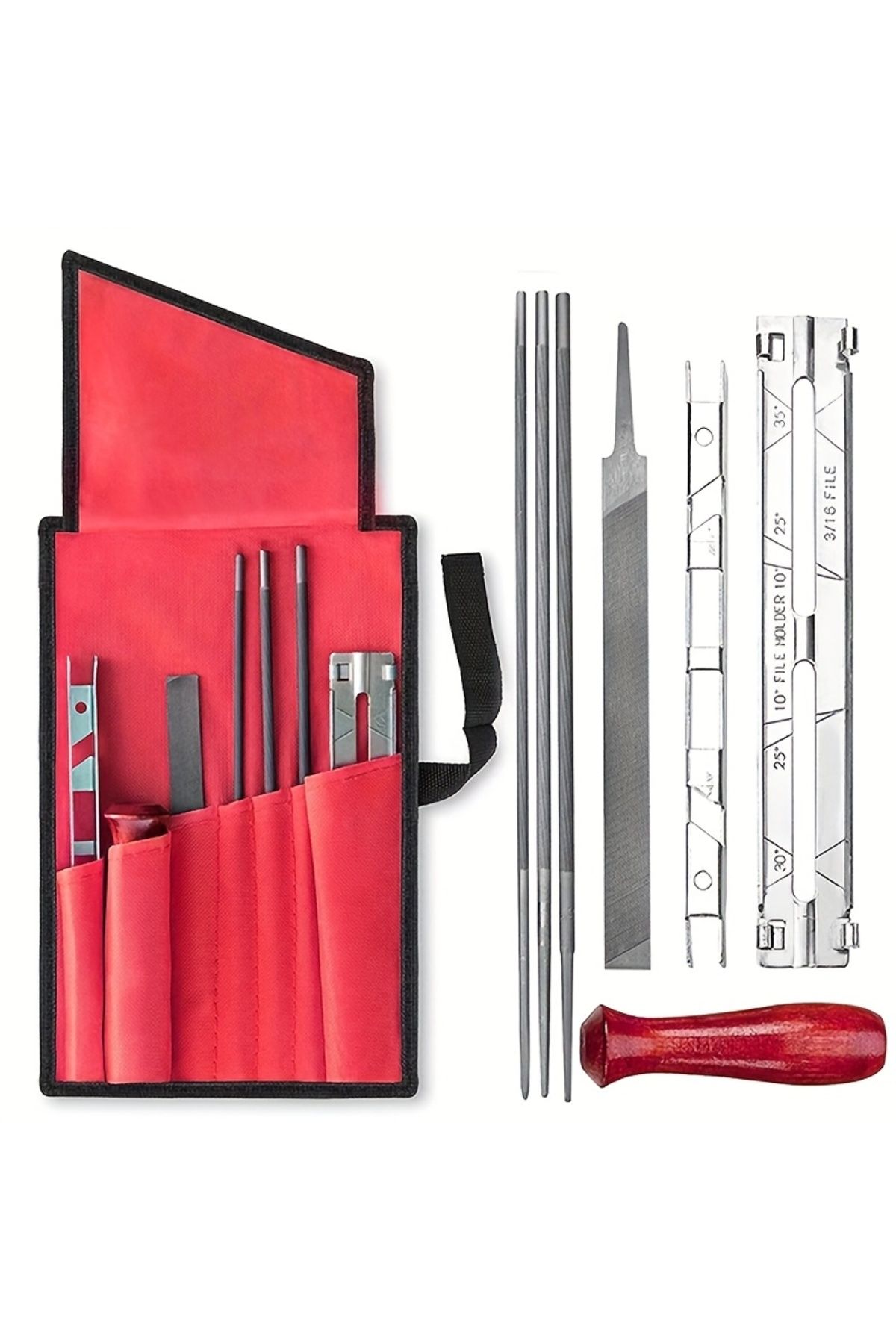 Choice-9pcs 9pcs Chainsaw Sharpening Kit - 9 Piece Set with Round Files (5/32", 3/16", 7/32"), Flat File (6 1