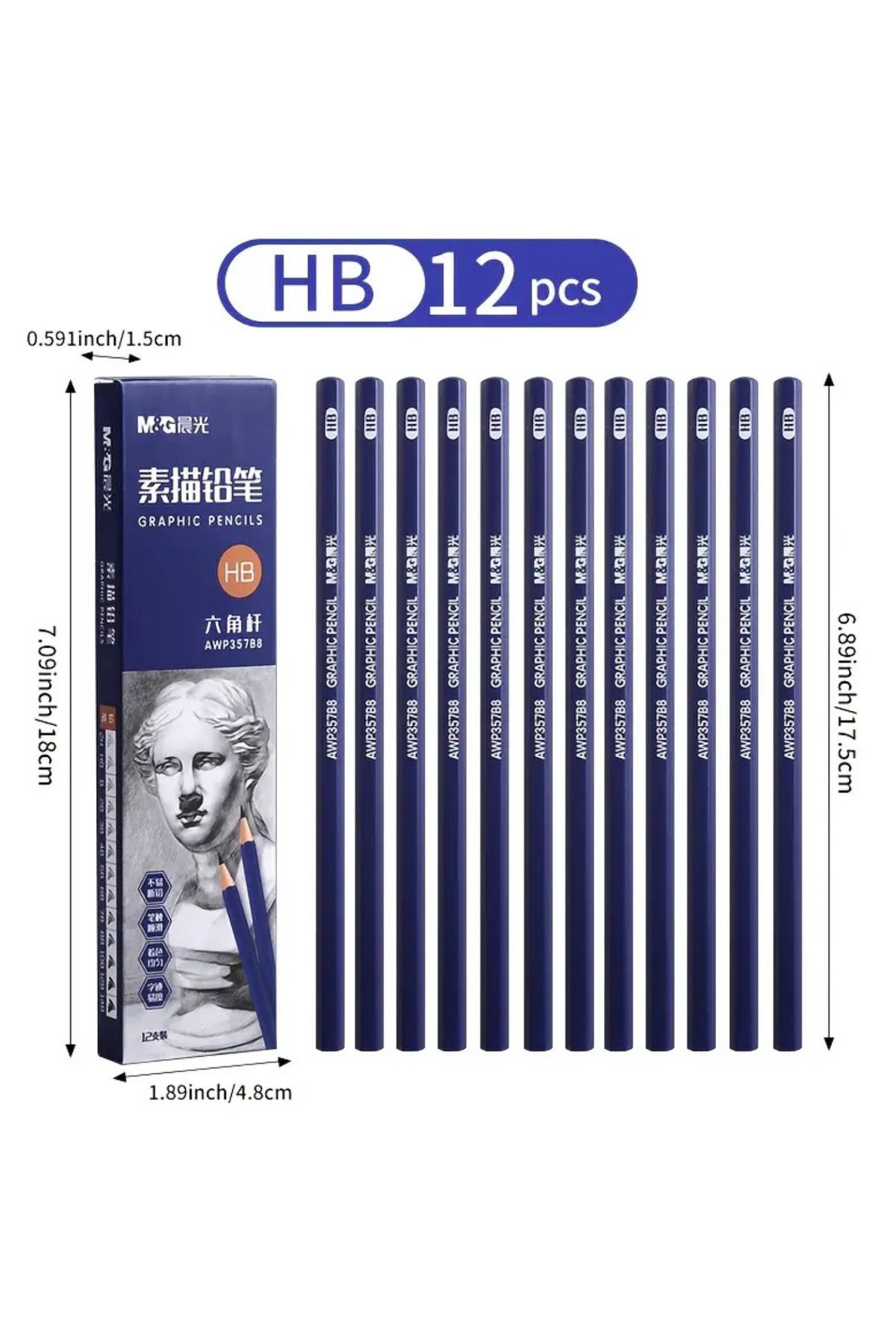 m&g pro-Drawing Pencil, Extra Soft/Soft/Medium, Perfect for Drawing, Shading and Blending. 12 Pieces of Hb 5