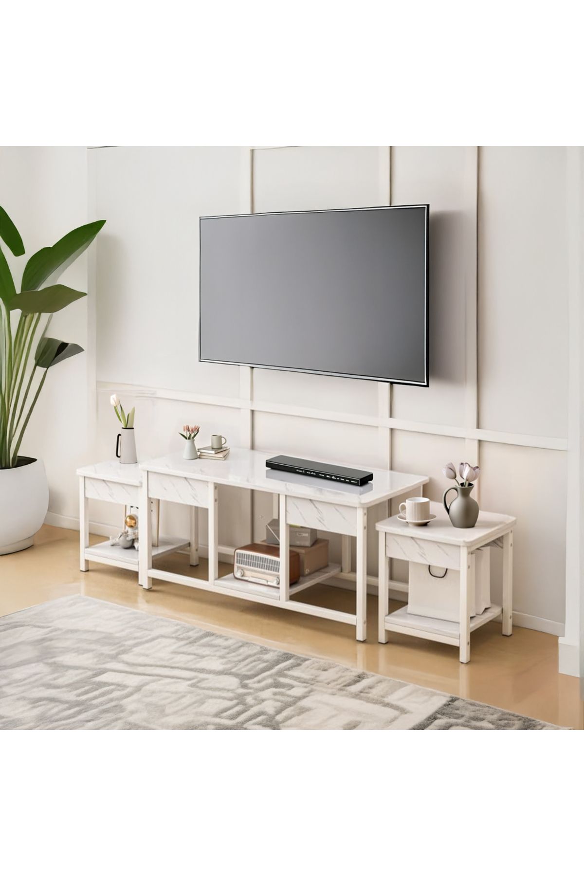 AGD-3-Piece Nesting Coffee Tables, Stackable Side Tables for Living Room, TV Stand, Open Storage 2
