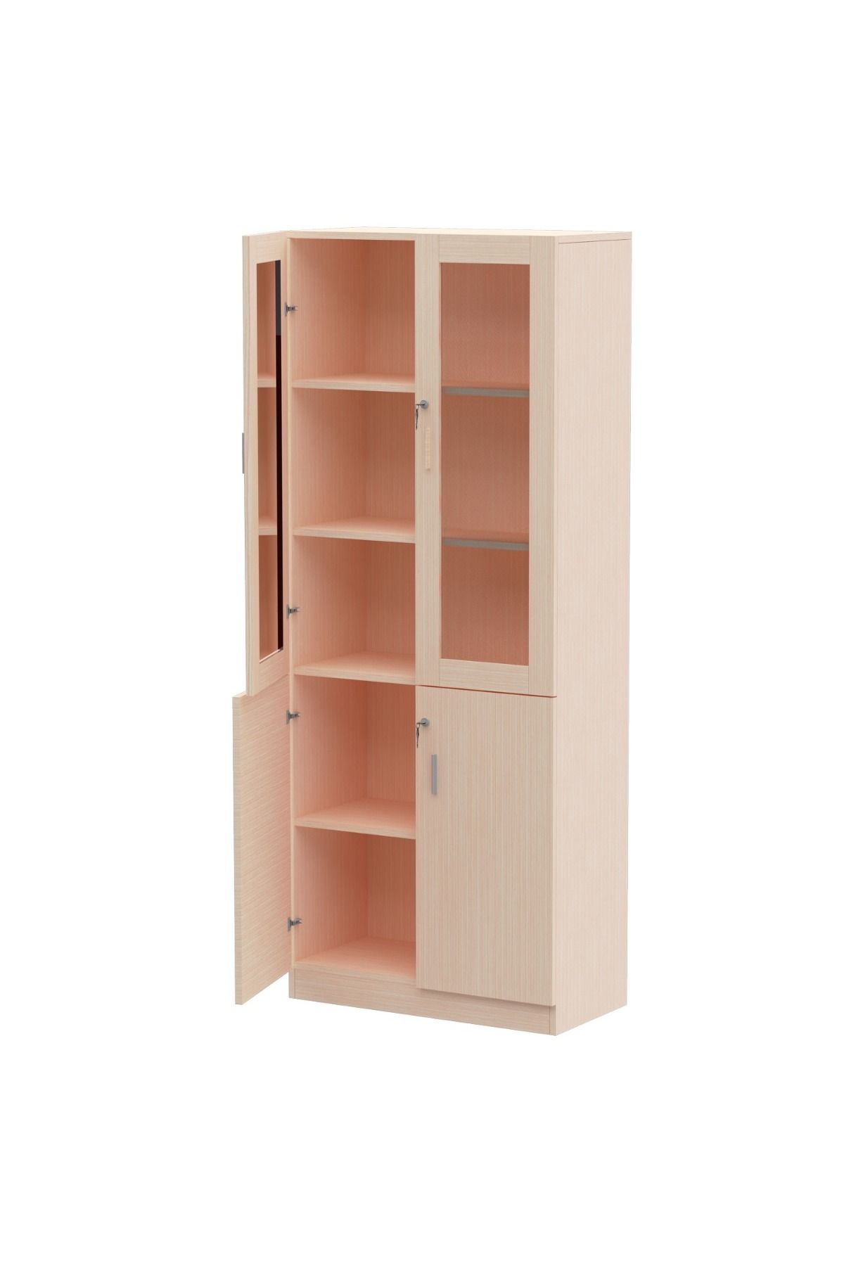 Mahmayi-Argent 1123 Apple Cherry Full Height Bookshelf (Bookshelf Without Digital Lock, Oak) 1