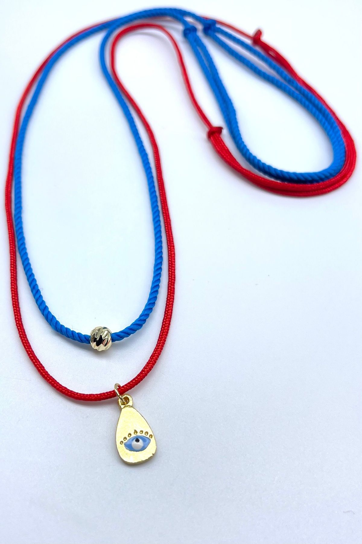 Concept HuBuTU-Öavi Red Twisted Rope Necklace Set with Evil Eye and Dorika Figures (2 Pieces) 2