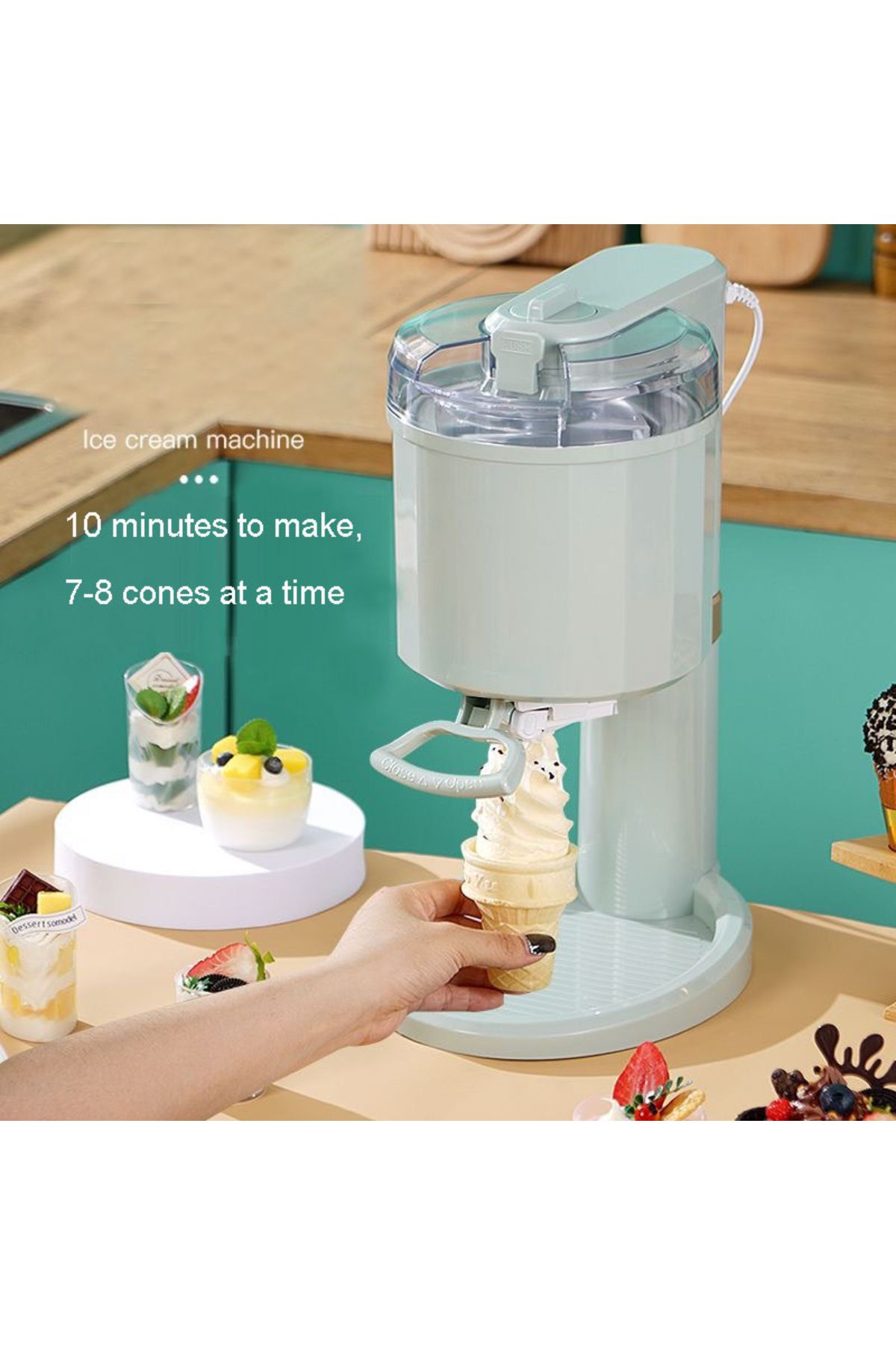 raf-Household Ice Cream Maker Machine, 1 Quart Capacity, Soft Serve Frozen Yogurt and Gelato Maker. 4