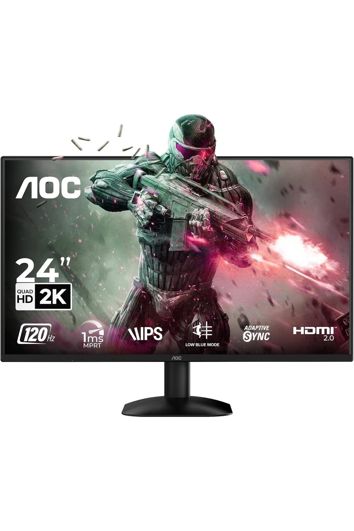 Aoc-Gaming Monitor QHD 24 Inch - 120Hz, 1ms MPRT, Adaptive Sync, HDMI 2.0, DisplayPort 1.4, Frameles 1