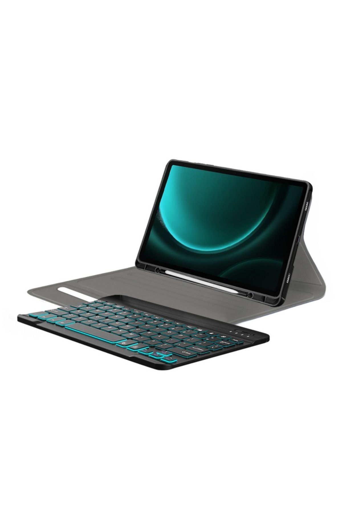 Flo-Protective Case with Keyboard for Samsung Galaxy Tab S9 FE Plus, A42, Silicon Flex, Deep Dark 3