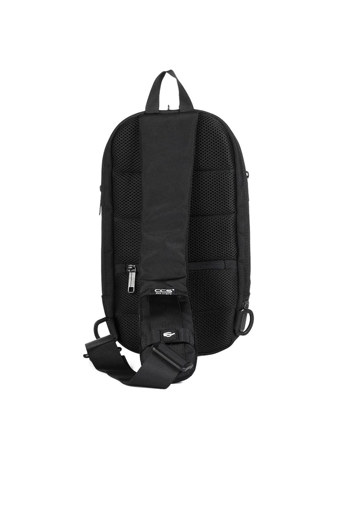 WALKWAY-Black Shoulder Bag with USB Port with Lock Ccs London 31301 3