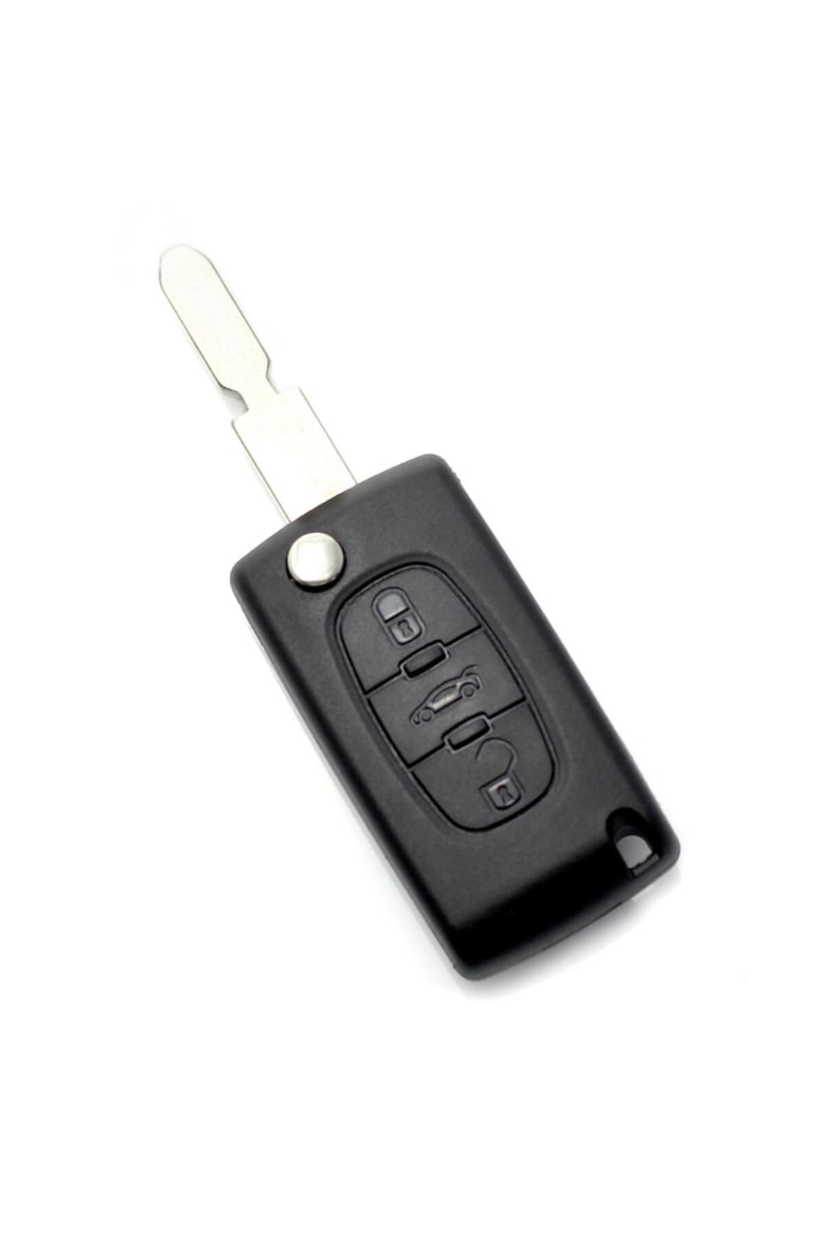 Primlife-Citroen / Peugeot 406 Folding Key Shell with 3 Buttons, Blade Ne78sh3 with Battery Holder and Trunk 2