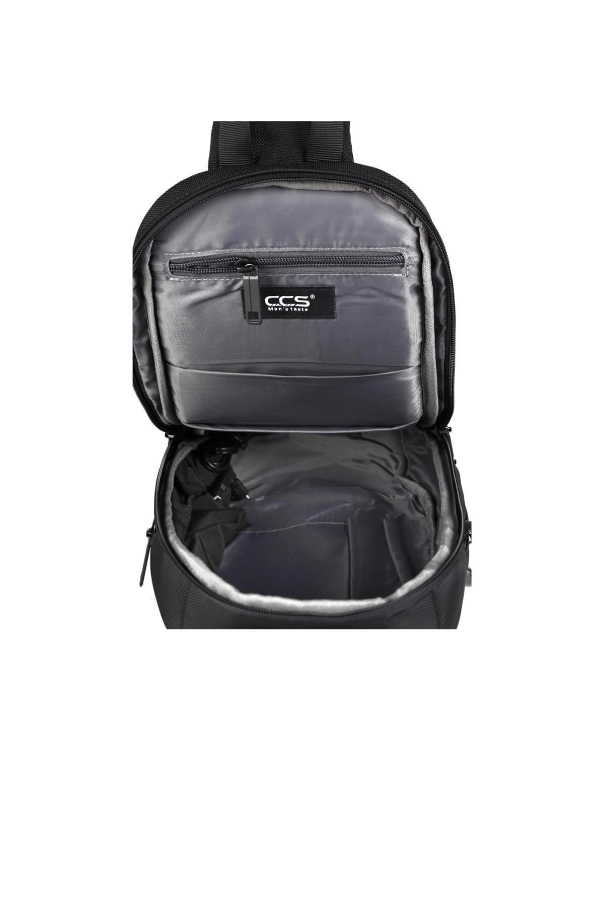 WALKWAY-Black Shoulder Bag with USB Port with Lock Ccs London 31301 4