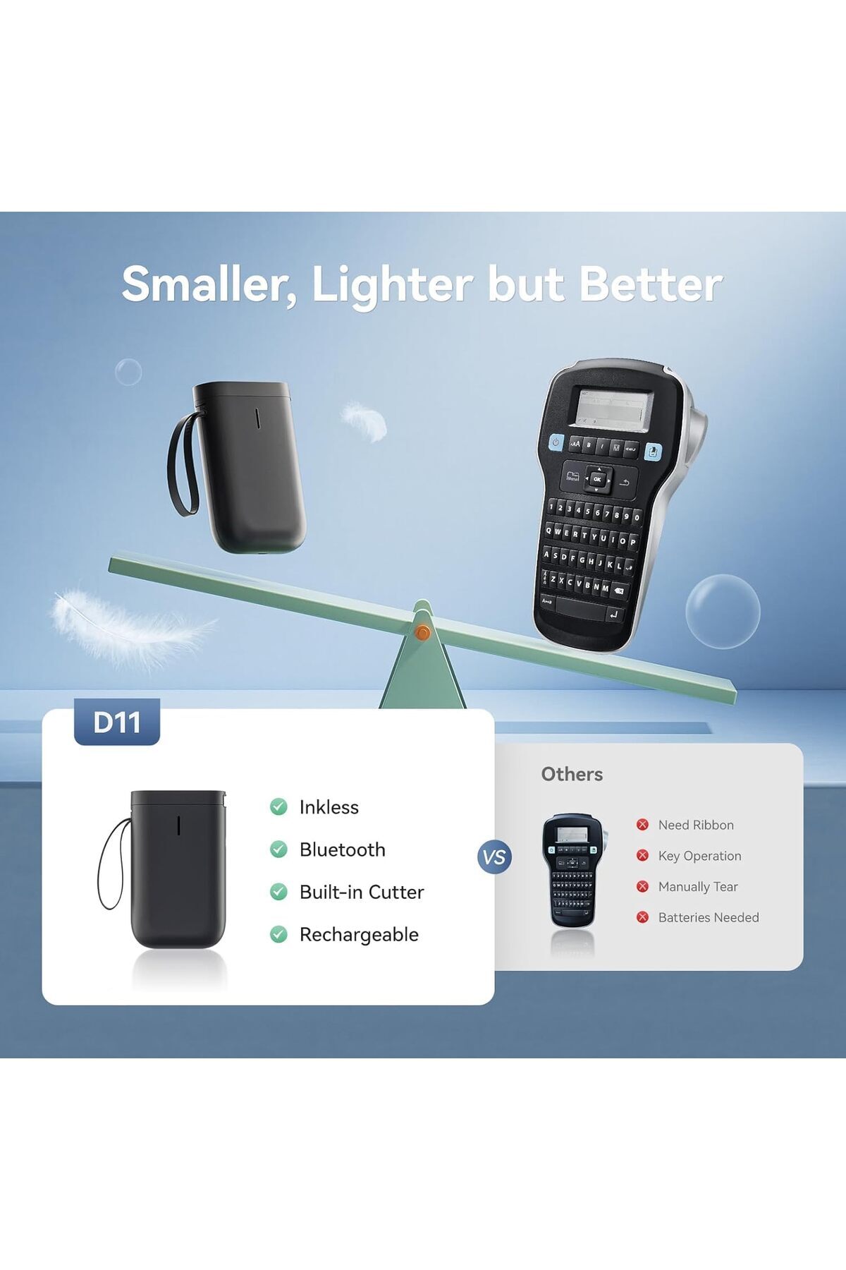 COOYA-Label Maker,D11 Label Printer,Portable Wireless Connection Multiple Template,Available for Phone 2