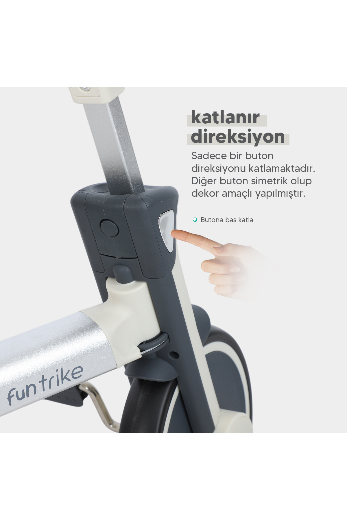 Huggy 6in1 FunTrike Bej 3 Tekerlekli Bebek Bisikleti |Ebeveyn Kontrollü, Katlanabilir ve Denge Modlu fotoğrafı 3 (önizleme)
