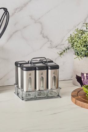 Karaca Shinex Inox Standlı 7 Parça Cam Baharat Seti 100 Ml