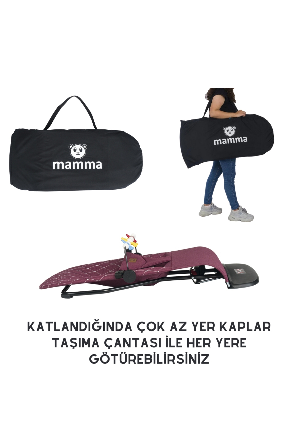 Mamma Smile Cotton Sallanır Üç Kademeli Ana Kucağı ( Oyuncak Aparatı Ve Seyahat Çantası ) fotoğrafı 3 (önizleme)