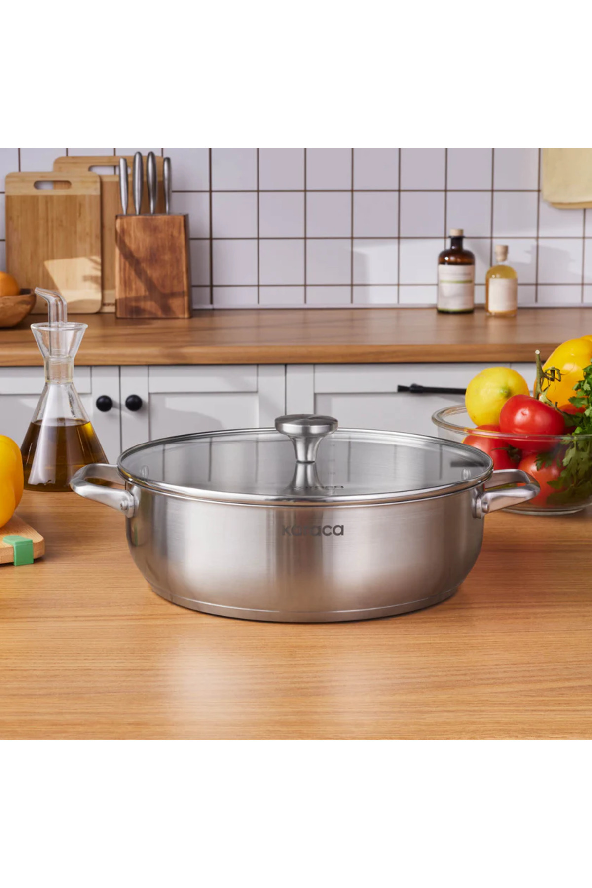 Karaca Indukčný hrniec Elite z nehrdzavejúcej ocele s pokrievkou, 30 cm, stri...