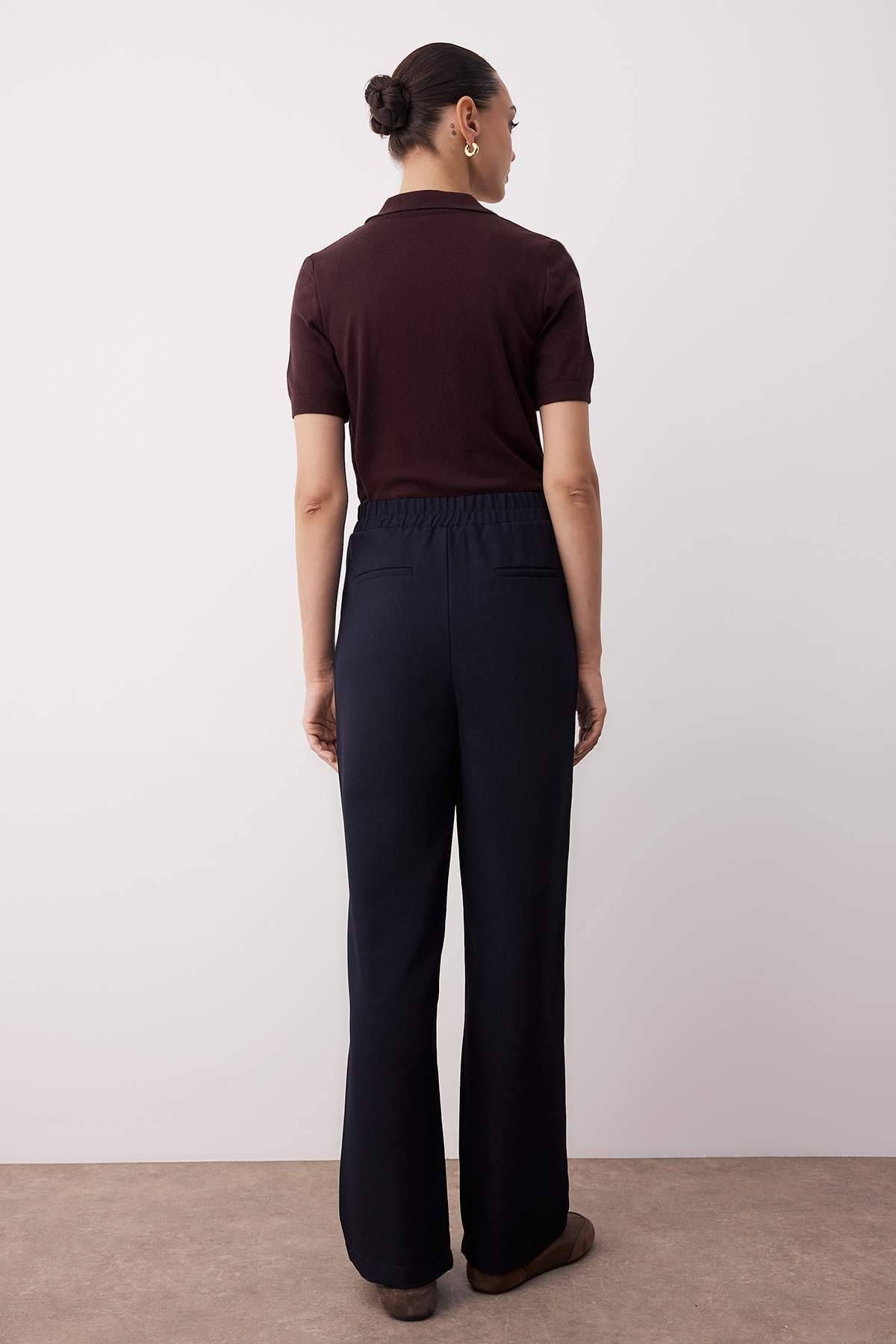 Trendyolmilla  Lacivert Straight/Düz Kesim Dokuma Kumaş Pantolon TWOAW22PL0321 - Görsel 4